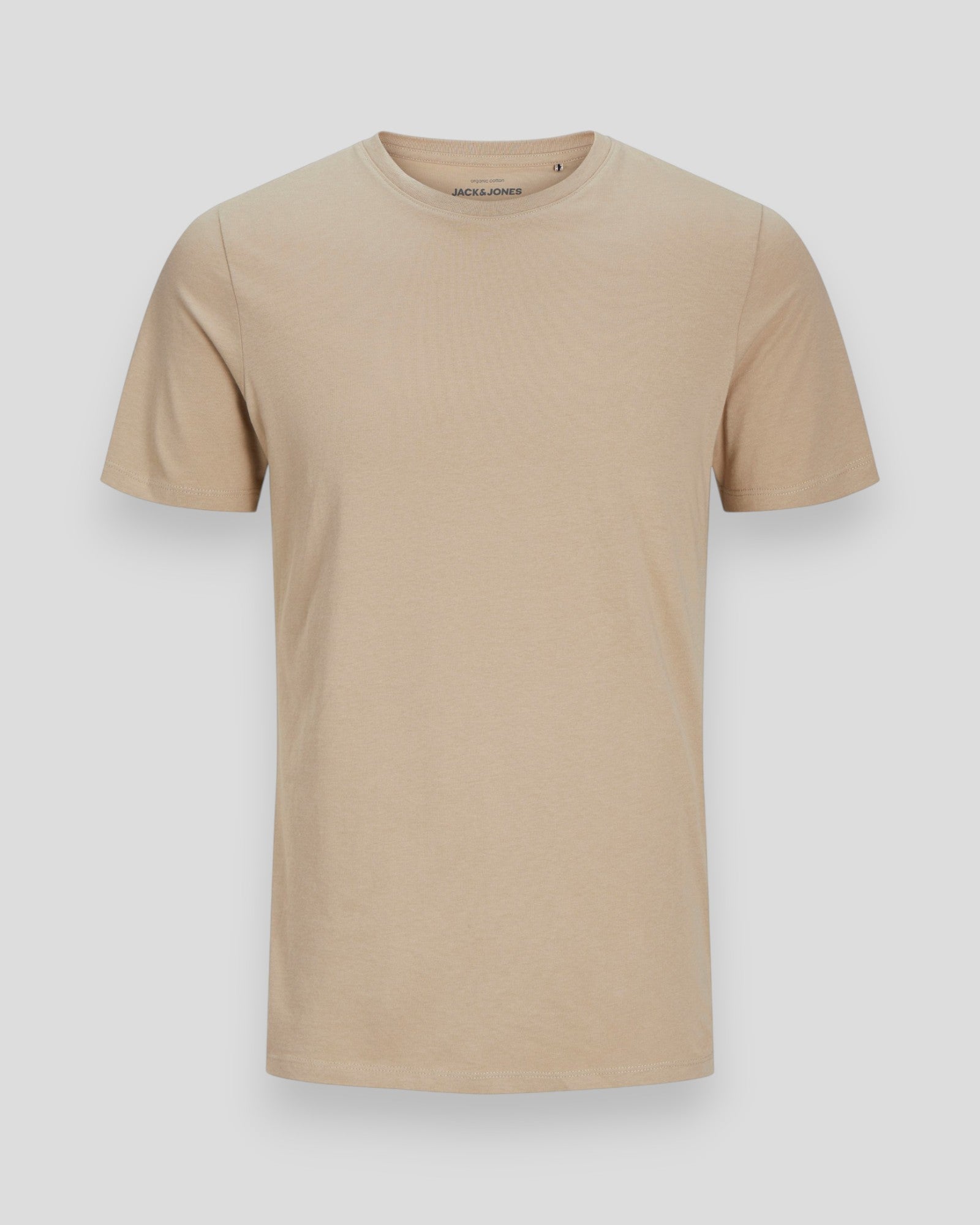 Mænds Jack & Jones Basic Tee SS O-neck i Crockery, enkel og komfortabel T-shirt i blødt stof, vises på billedet.
