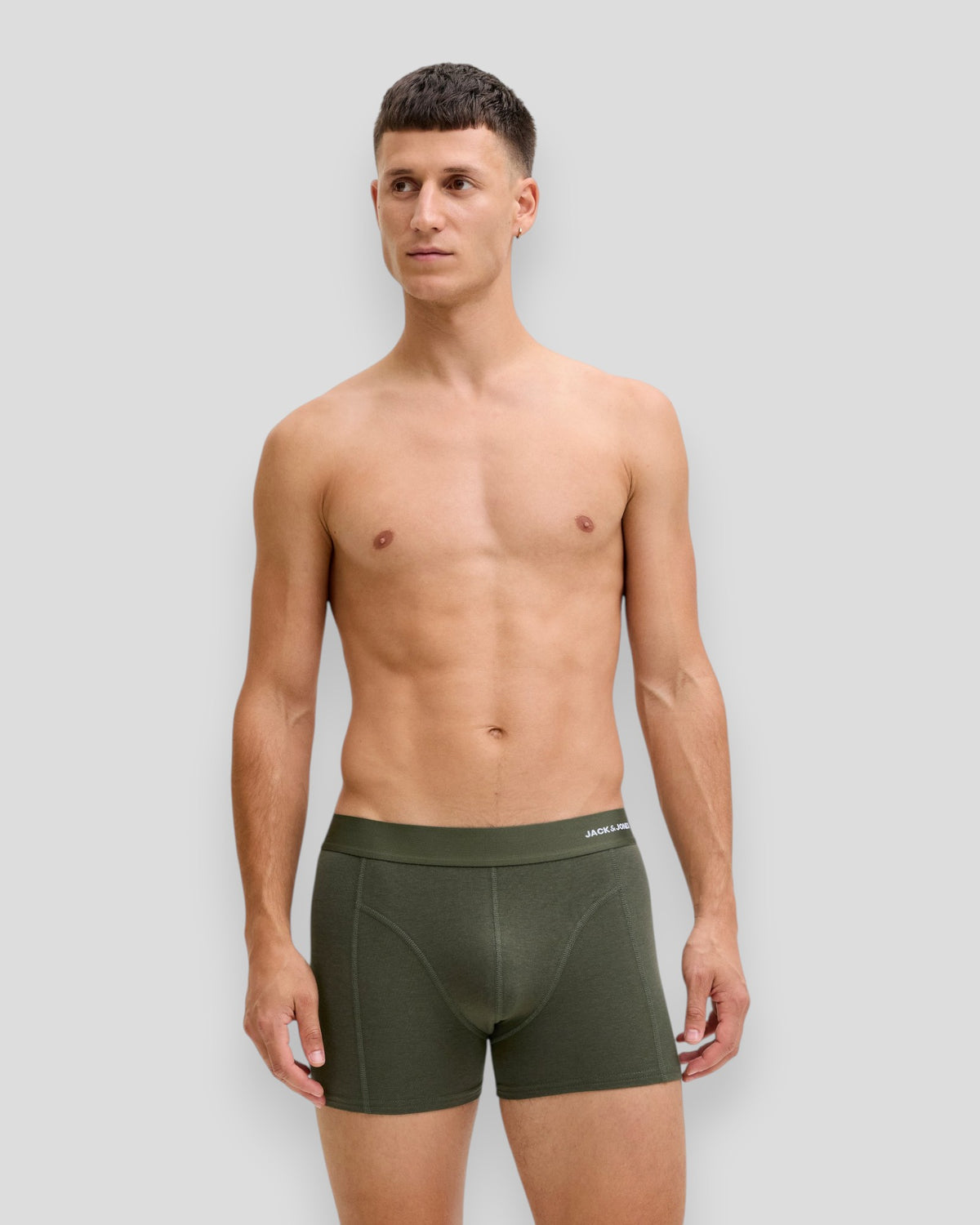 Jack & Jones Basic Bamboo trunks 3-pak i Forest Night, bløde bambusunderbukser til mænd
