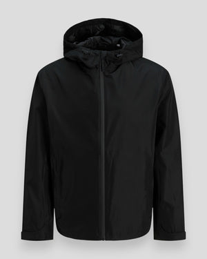 Black Flynn Functional Jacket by Jack & Jones, showcasing a sleek design with adjustable features and durable fabric for outdoor wear.