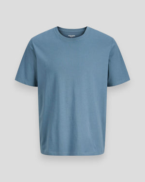 Hvid Jack & Jones Organic Basic Tee SS O-Neck i blå mirage farve, kort ærme og rund hals, casual t-shirt til mænd