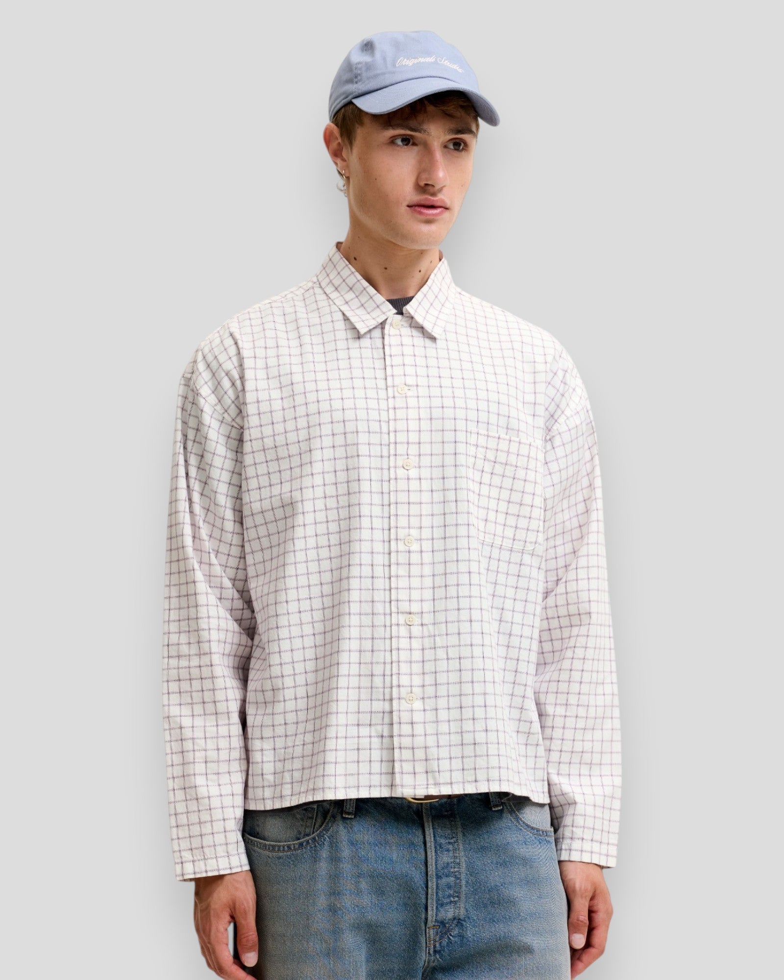 Austin Clean Check Shirt LS - Snow White Checks