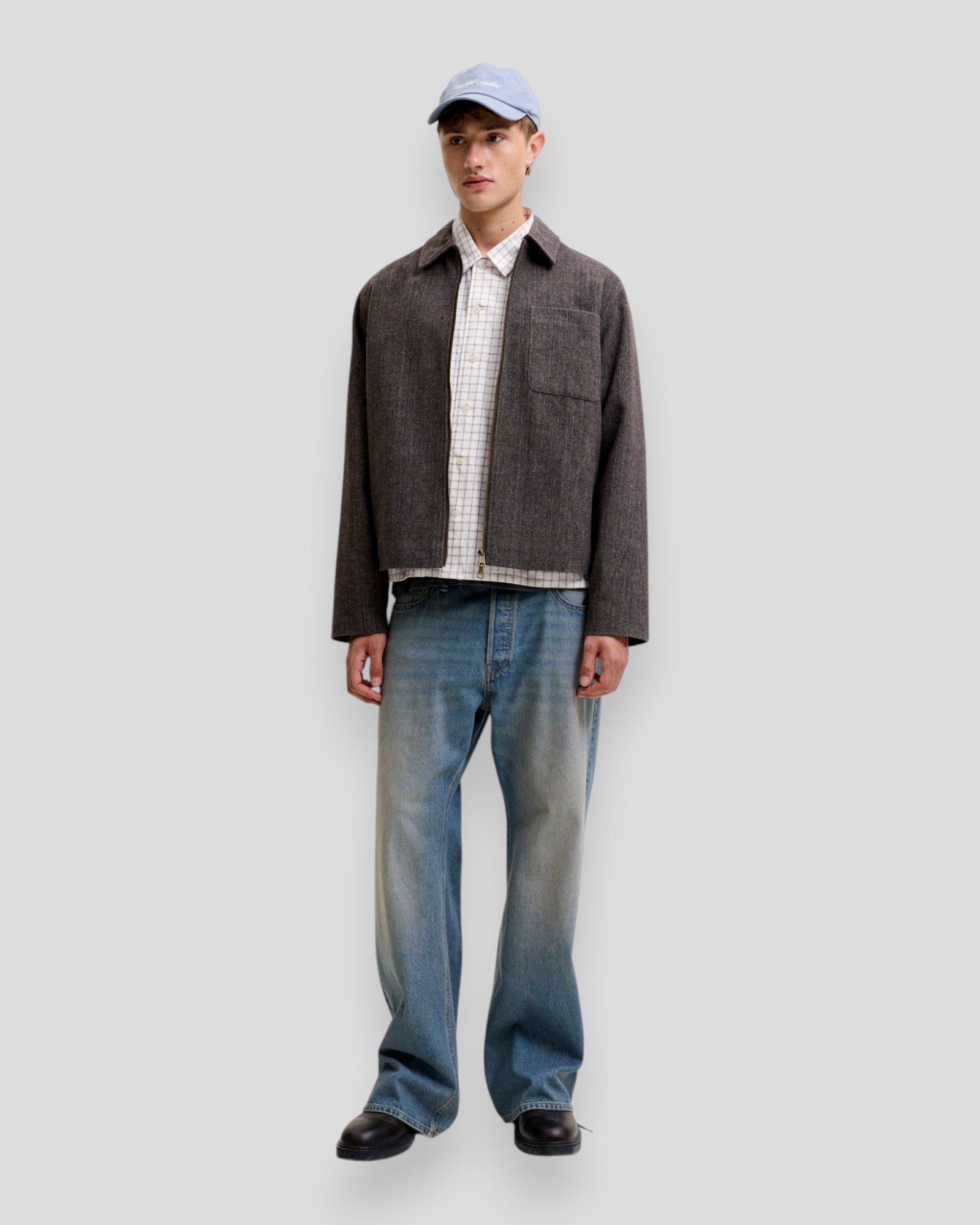 Austin Clean Check Shirt LS - Snow White Checks