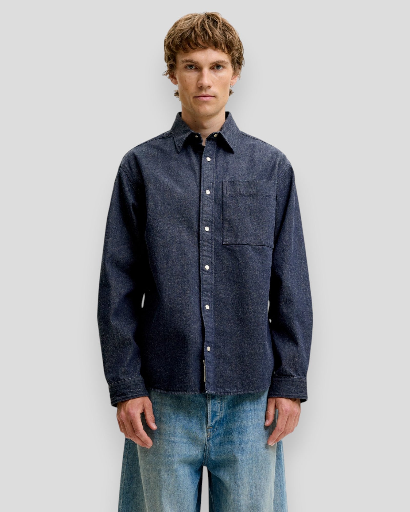 Frederiksberg Washed Denim LS Jacket - Sky Captain