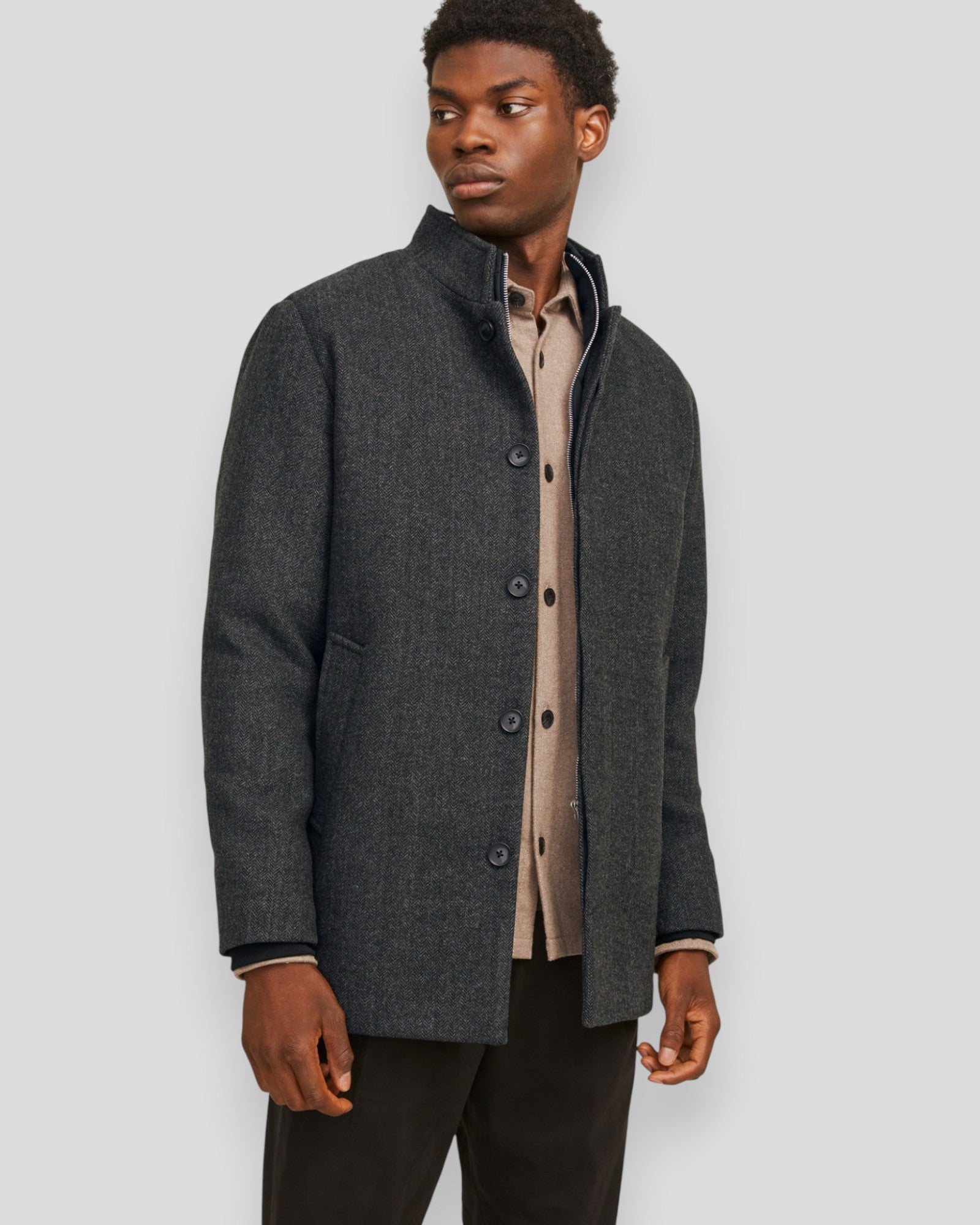 Harrison Wool Blend Jacket - Dark Grey Melange