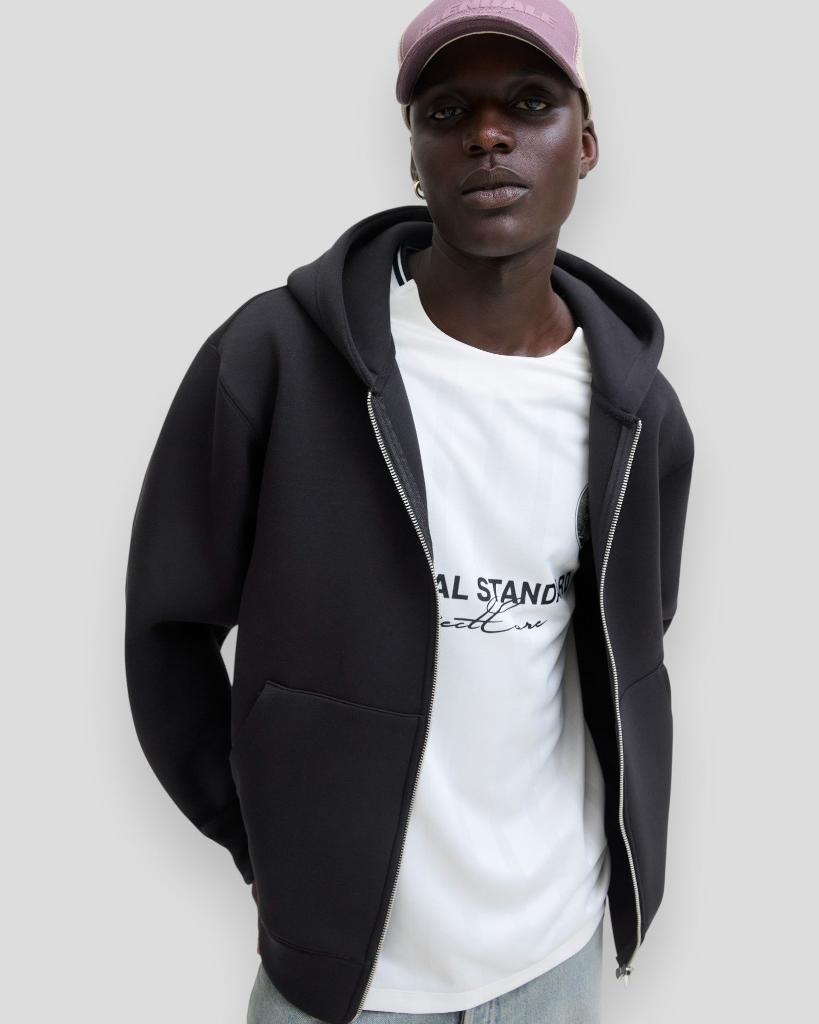 Cover Scuba Sweat Zip Hoodie - Black