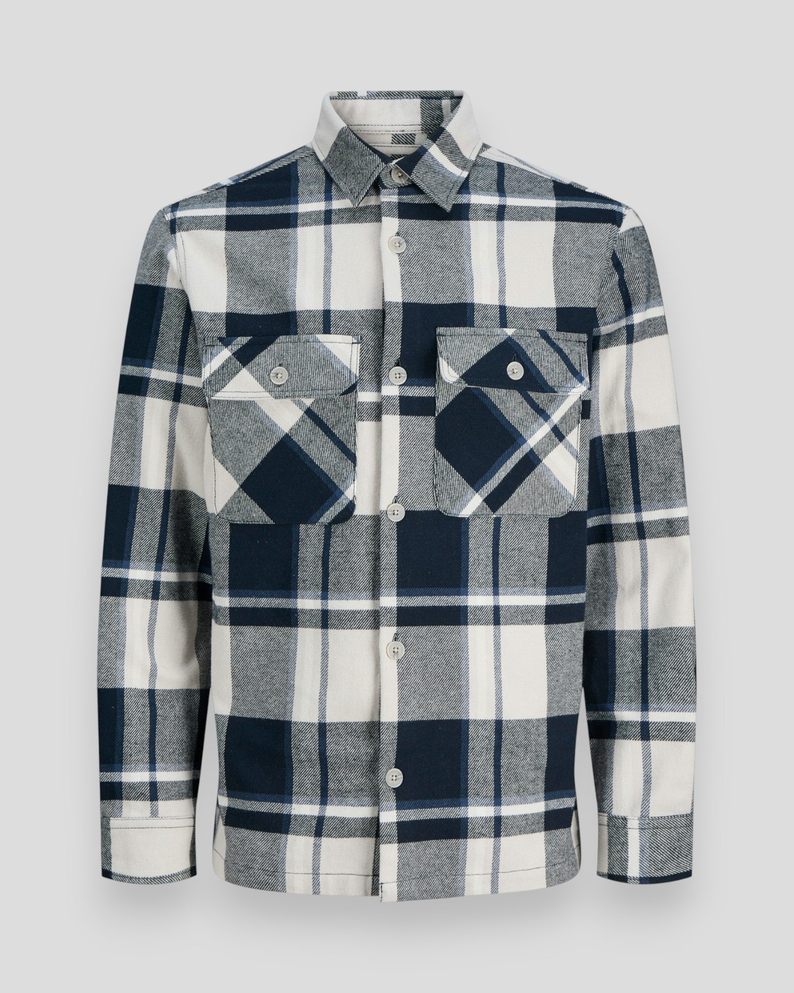 Rayle Melange Check LS Overshirt - Dark Navy