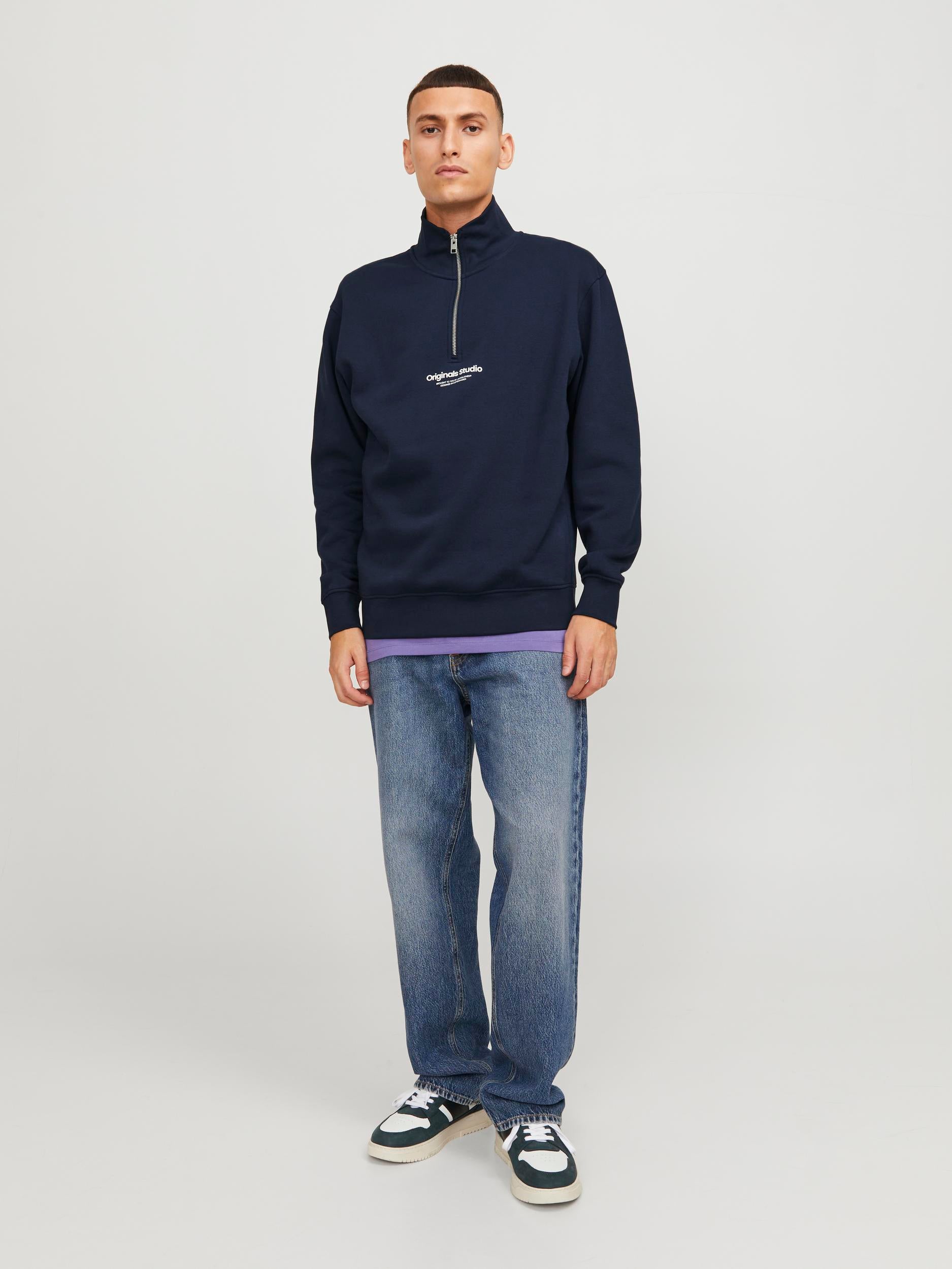 Vesterbro Sweat Quarter Zip Hn - Navy