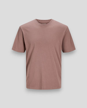 Økologisk basic t-shirt fra Jack & Jones med O-hals i Twilight Mauve farve, vises på billedet.