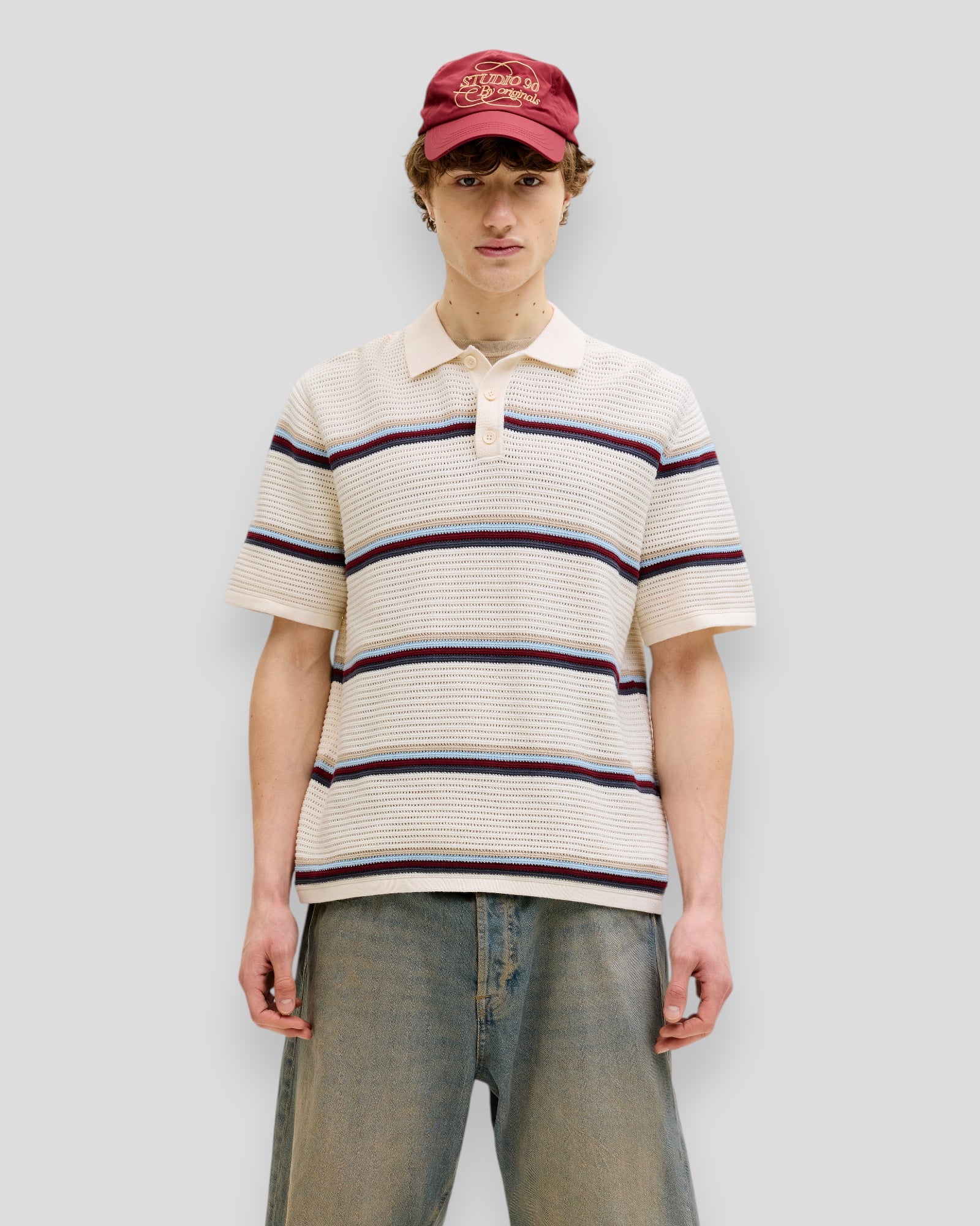 Maine Knit Stripe Polo - Sea Salt
