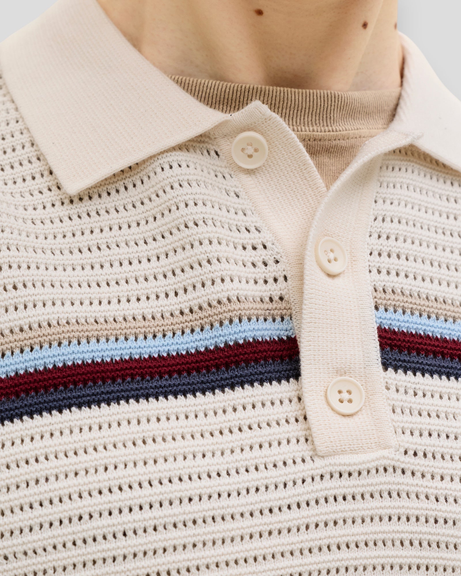 Maine Knit Stripe Polo - Sea Salt