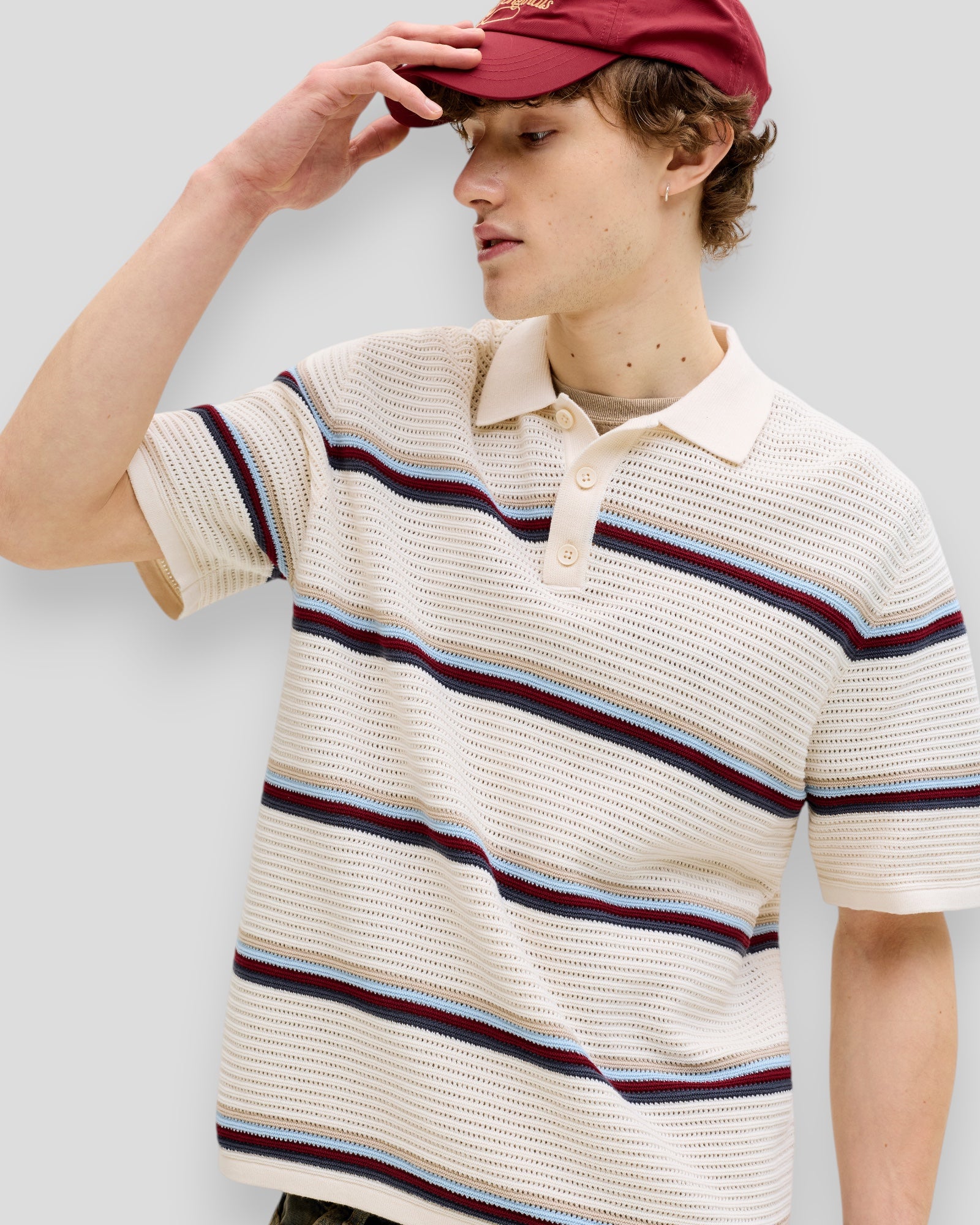Maine Knit Stripe Polo - Sea Salt