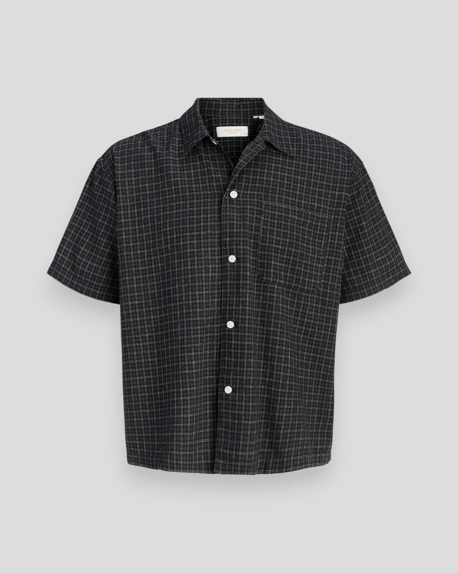 Riveria Linen Blend Shirt SS - Black Checks