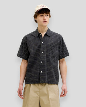Riveria Linen Blend Shirt SS - Black Checks