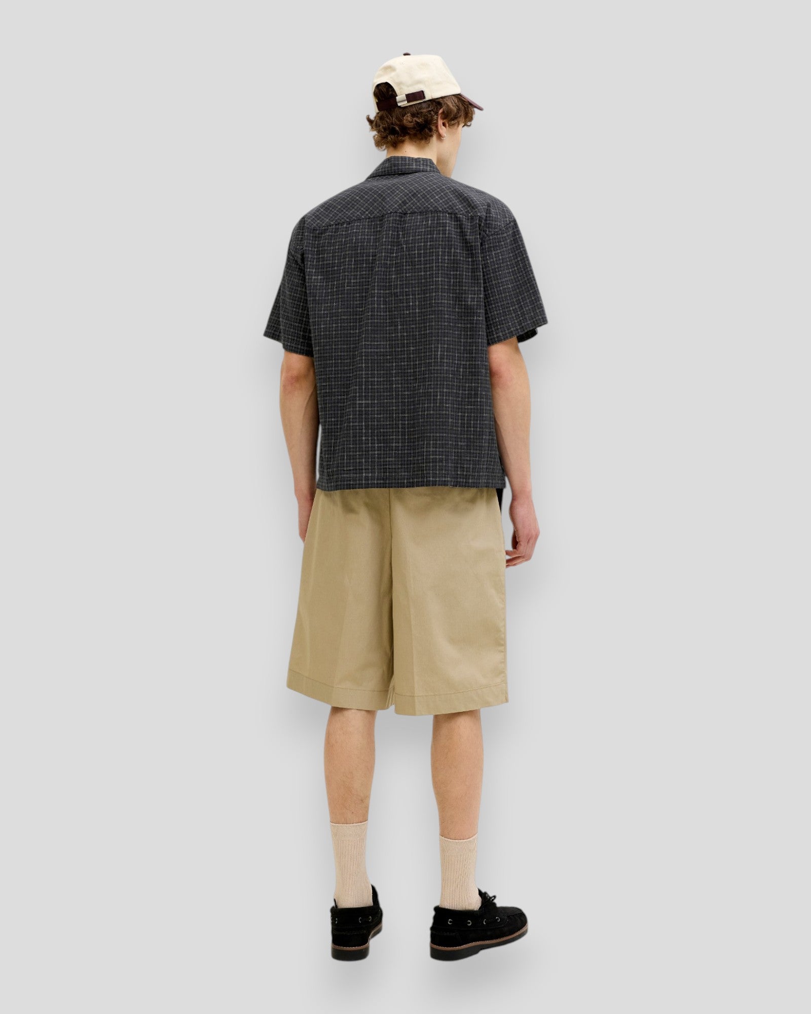 Riveria Linen Blend Shirt SS - Black Checks
