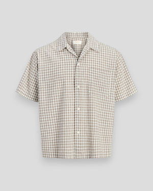 Riveria Linen Blend Shirt SS - Vintage Khaki Checks