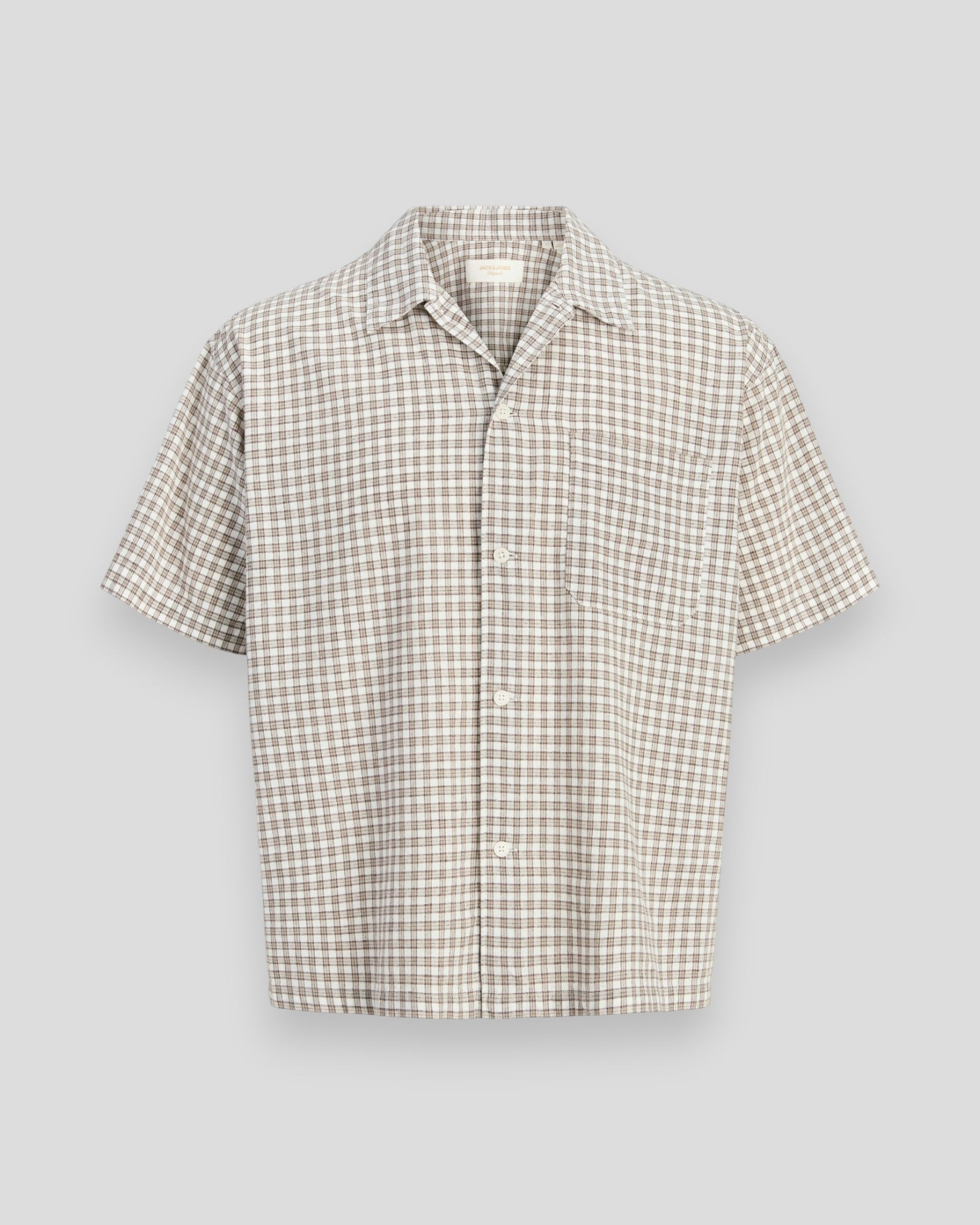 Riveria Linen Blend Shirt SS - Vintage Khaki Checks