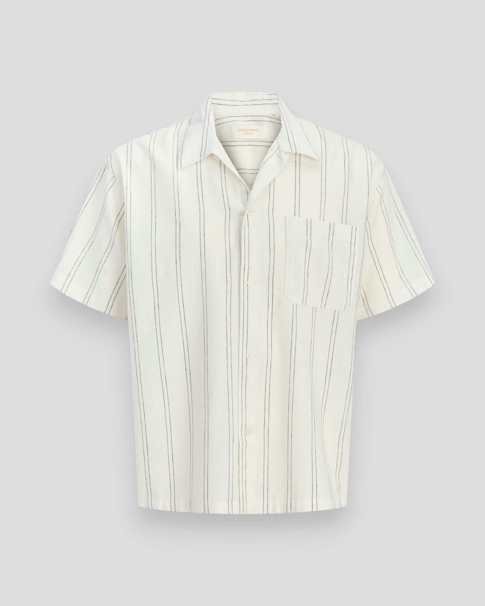 Riveria Linen Blend Shirt SS - Antique White Stripes