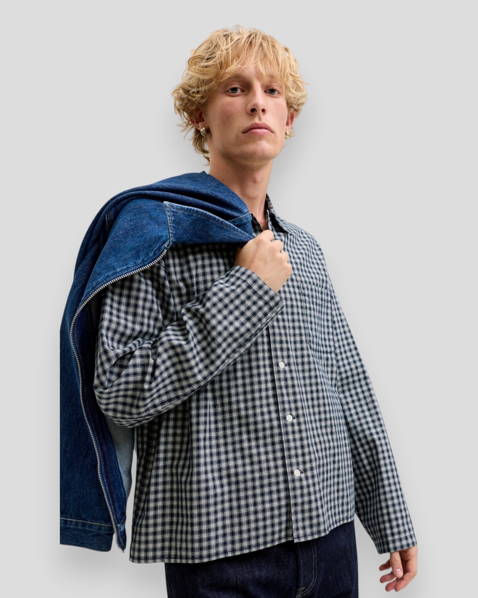 Austin Clean Check Shirt LS - Sky Captain
