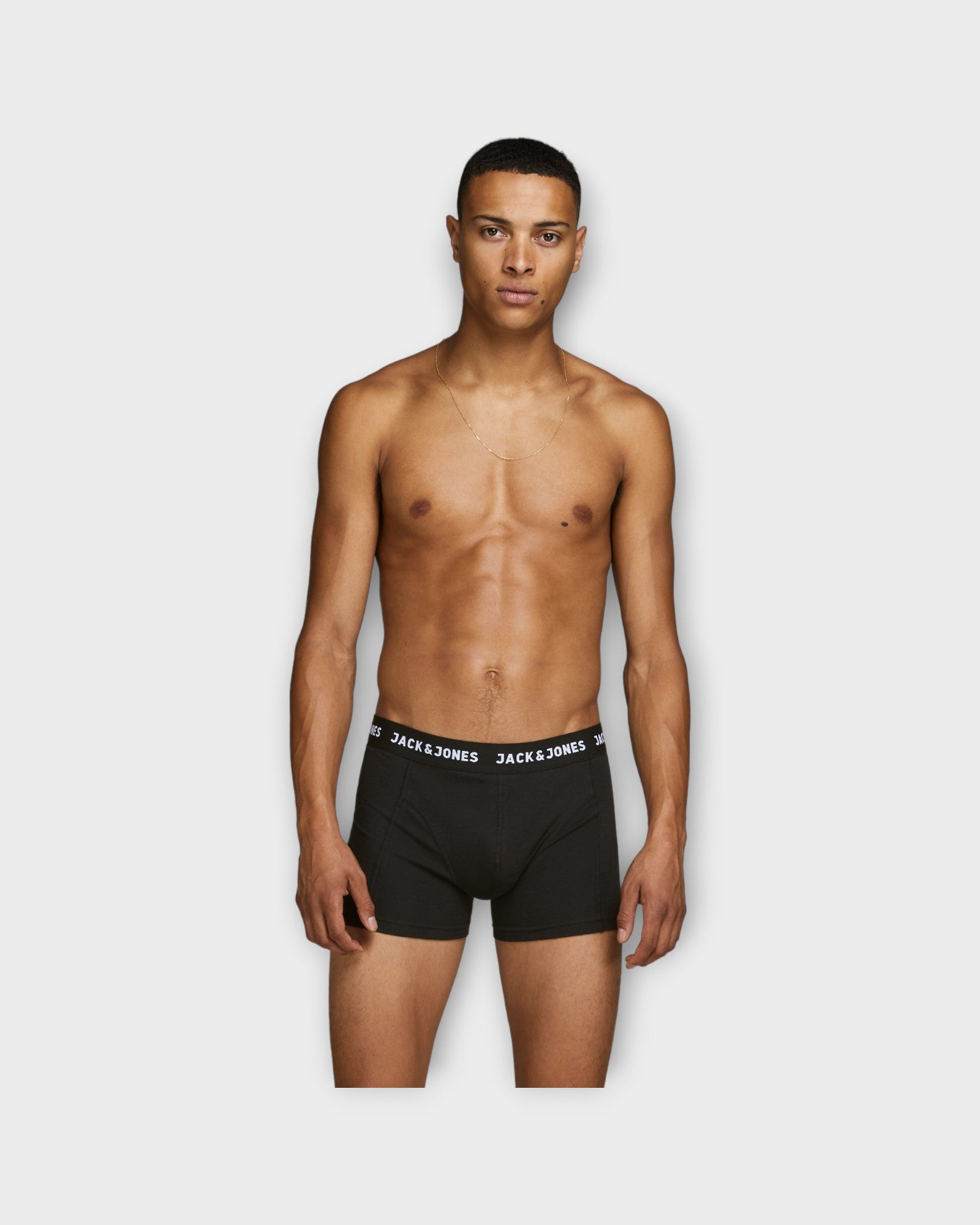 Anthony Trunks 6 Pack Black fra Jack and Jones. Lækkert undertøj til mænd i sort . Her set på model forfra.