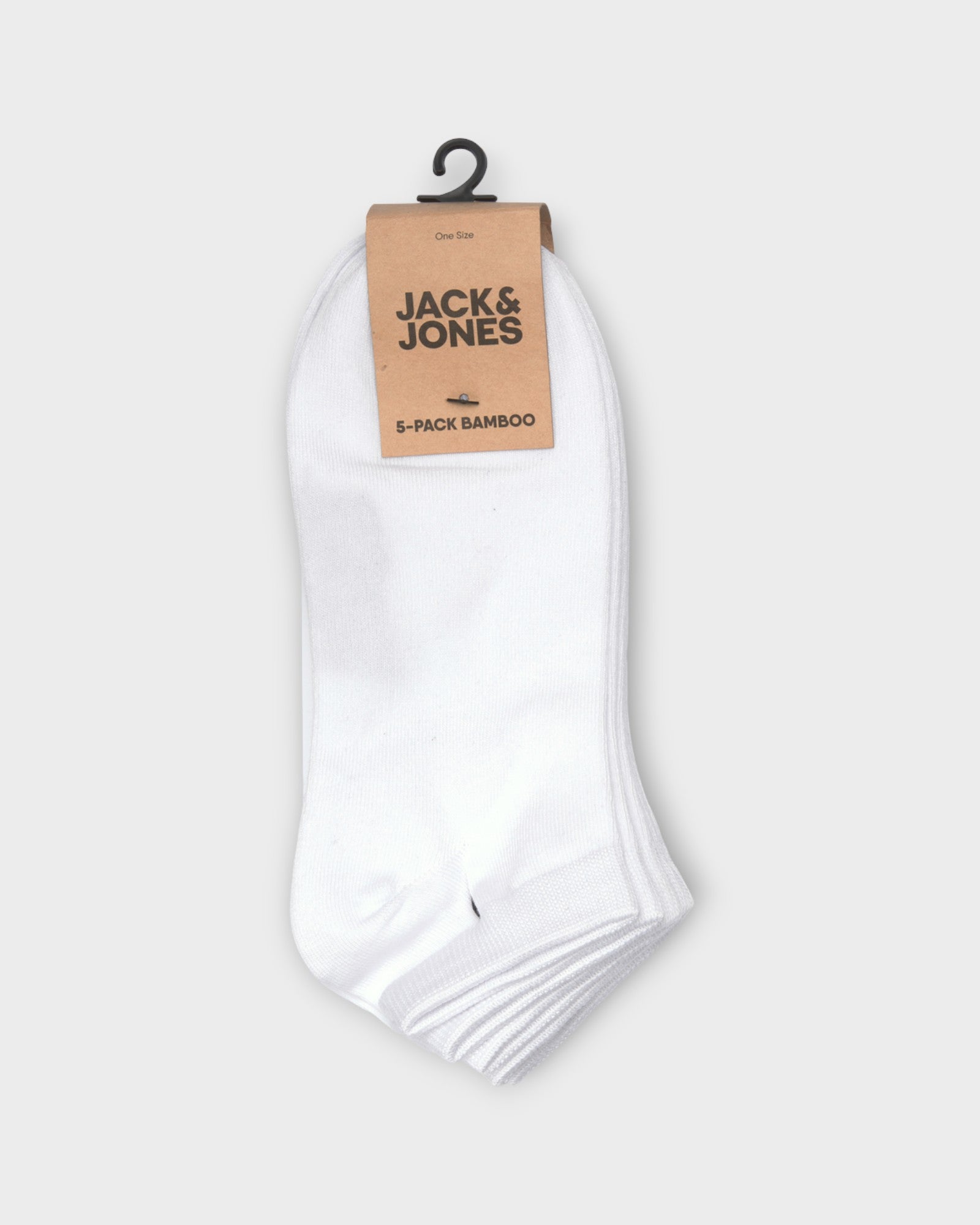 Basic Bamboo Short Sock 10 Pack White fra Jack and Jones. Hvide ankel sokker til mænd. Her ses de pakket.