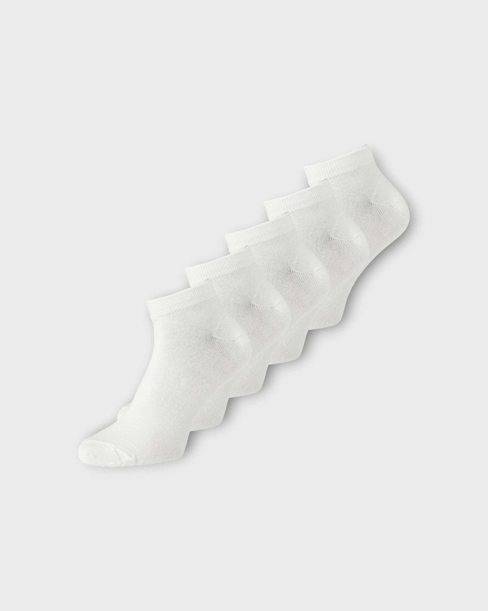 Jack and Jones Basic Bamboo Short Sock 5 Pack White - Hvide korte bambus Herre Sokker. Her set forfra.