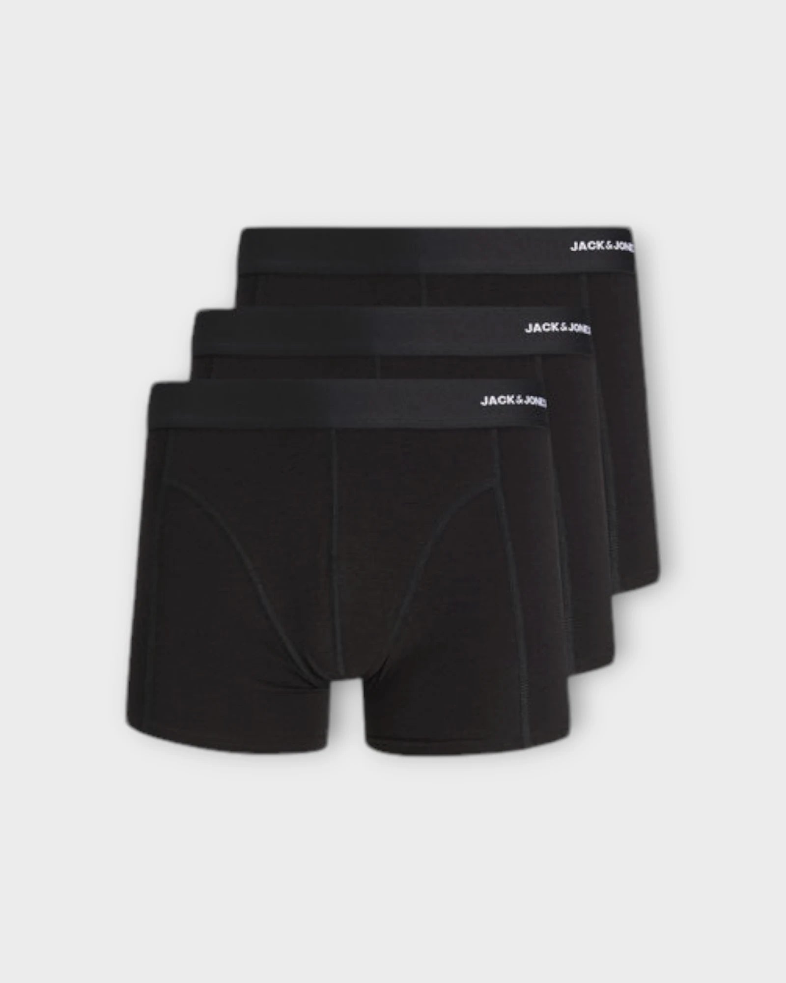 Basic Bamboo Trunks 3 Pack Black- Sorte Jack & Jones Bambus Tights til Mænd. Her set forfra.