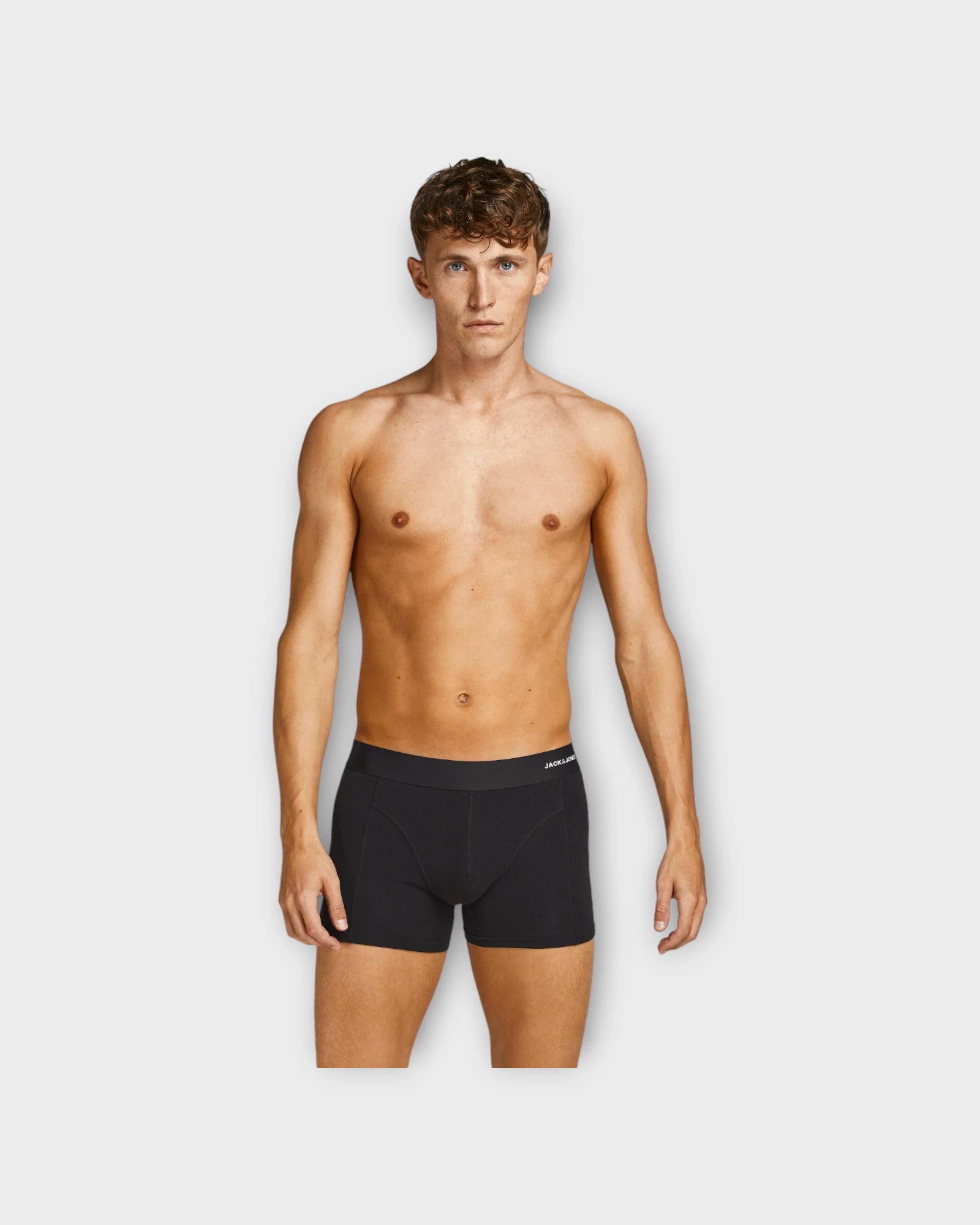 Basic Bamboo Trunks 3 Pack Black- Sorte Jack & Jones Bambus Tights til Mænd. Her set på model forfra.