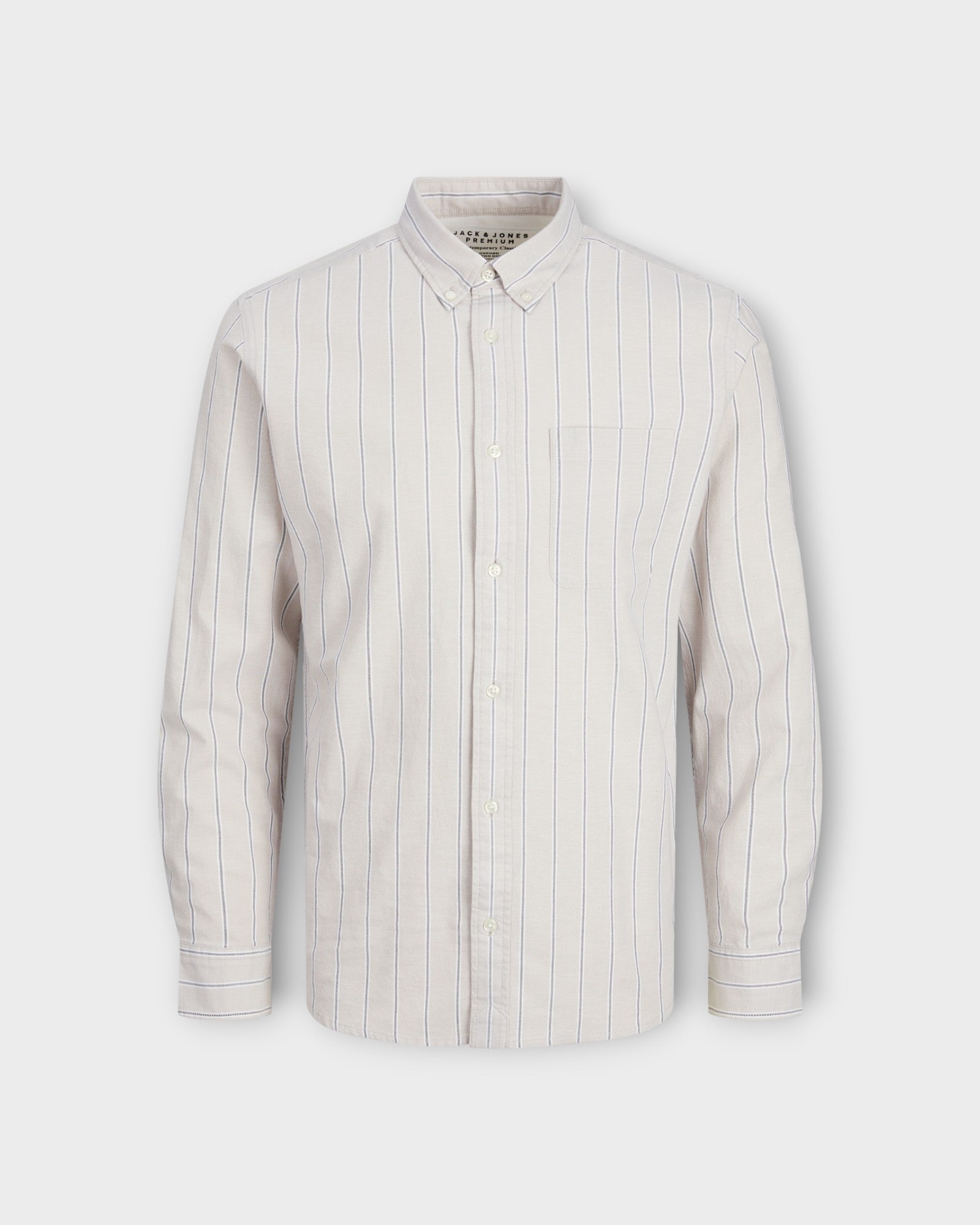 Brook Oxford Shirt L/S Pure Cashmere - Sandfarvet Stribet Jack & Jones Oxford Skjorte til Mænd