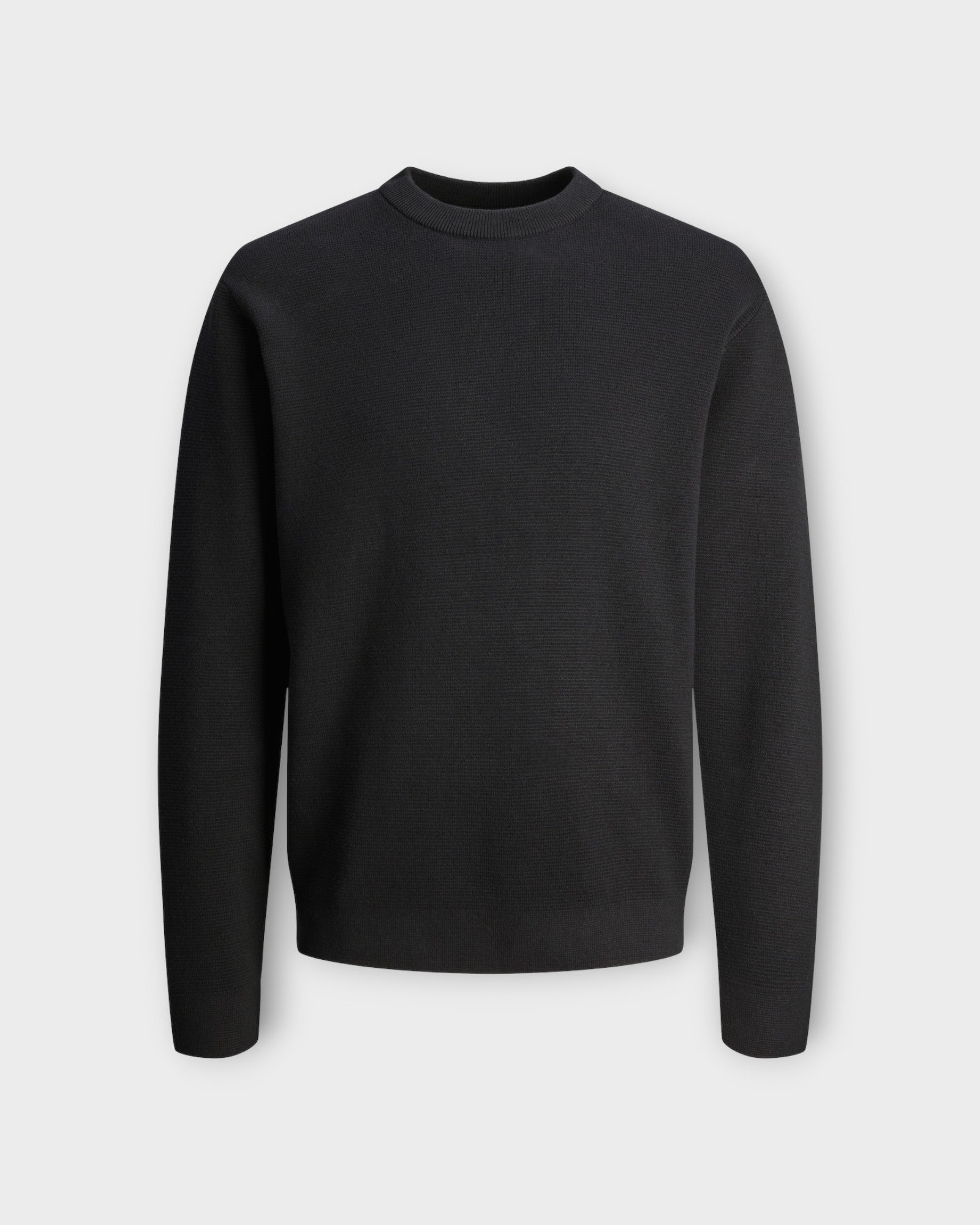 Milano Stitch Knit Crew Black Beauty - Sort Jack & Jones Strik trøje til Mænd. Her set forfra.