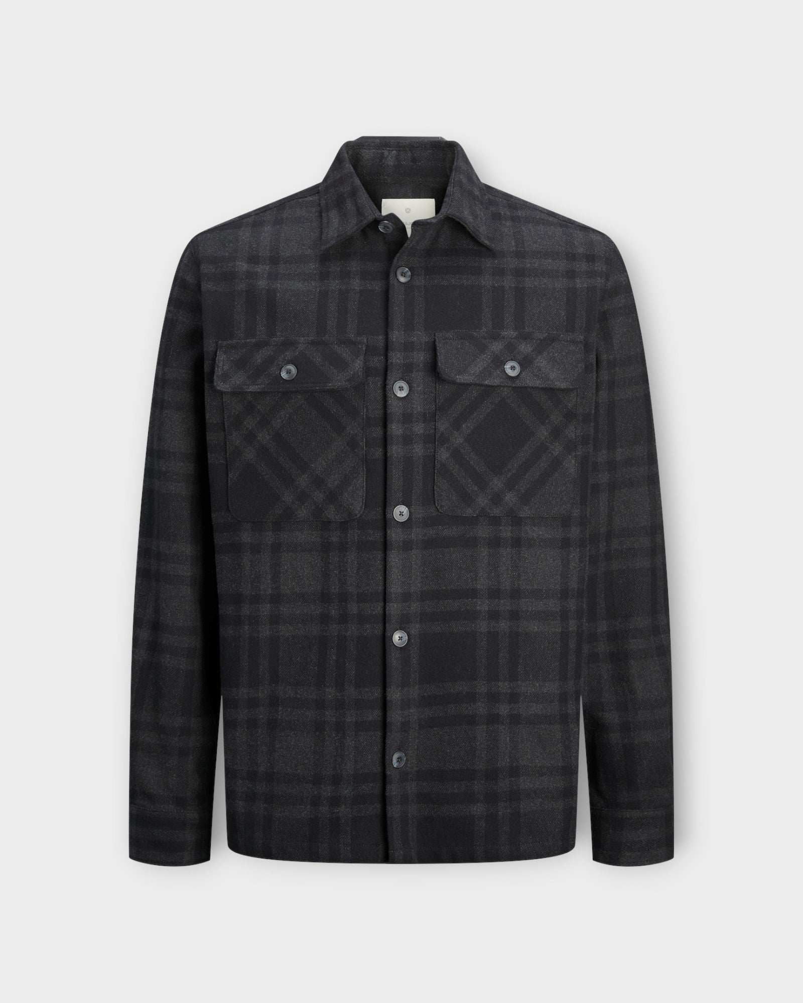 Raymond Melange Check Overshirt Black Beauty - Sort ternet Jack & Jones Overshirt til Mænd. Her set forfra.