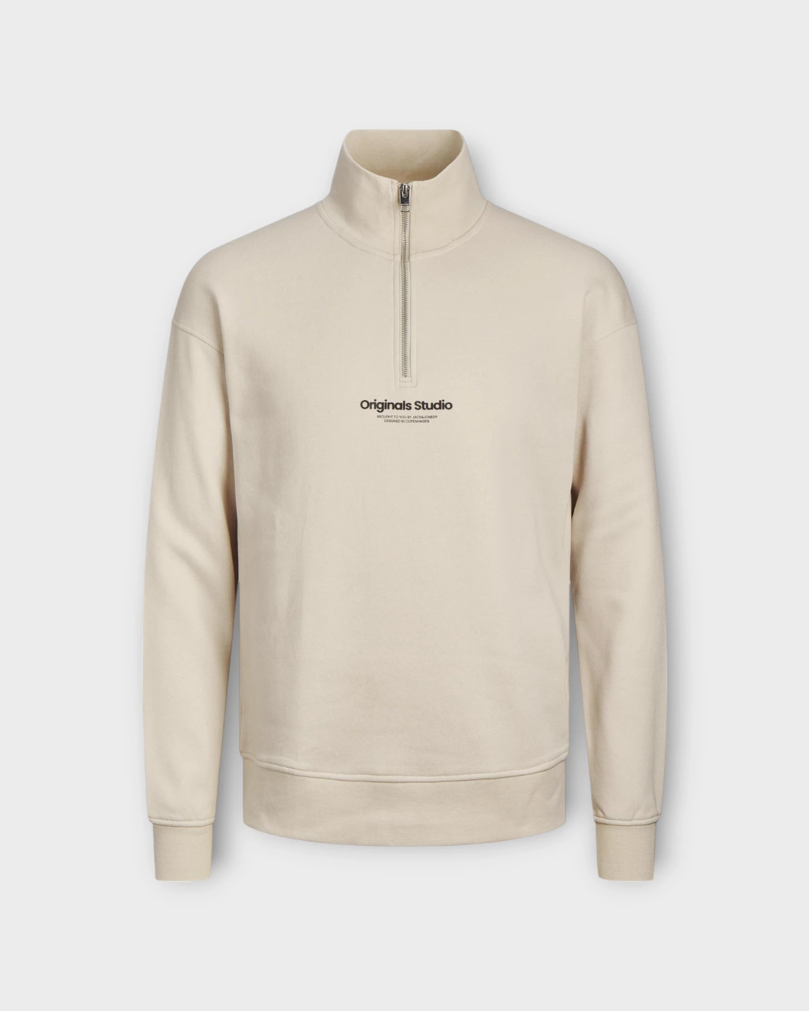 Vesterbro Sweat Quarter Zip Moonbeam - Jack & Jones Halfzip Sweatshirt til Mænd. Her set forfra.