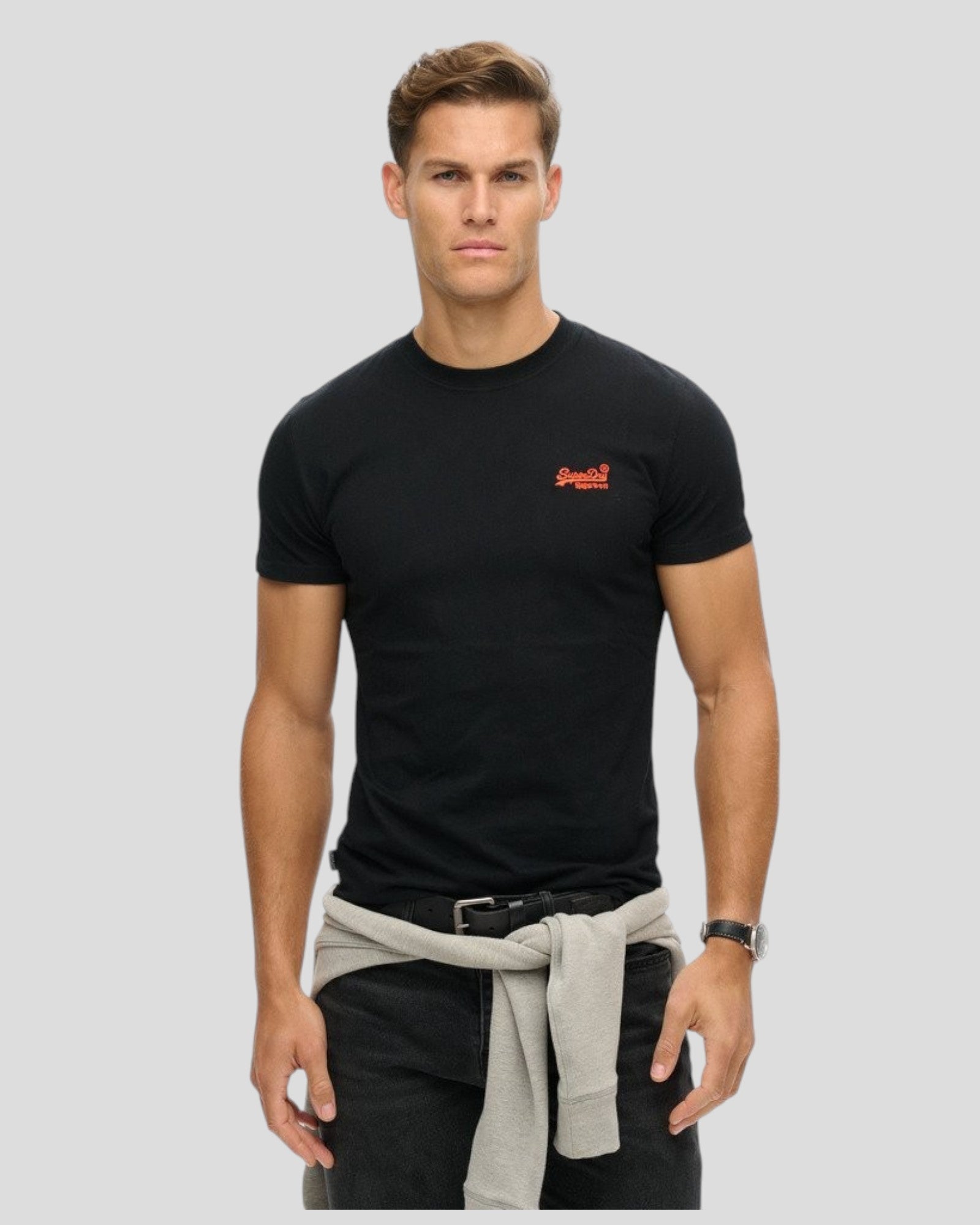 Essential Logo EMB Tee - Black/Hazard Orange