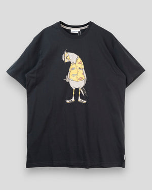Lakor Flipping The Bird T-shirt i sort bomuldsstof med grafisk print af en fugl mod en mørk baggrund.