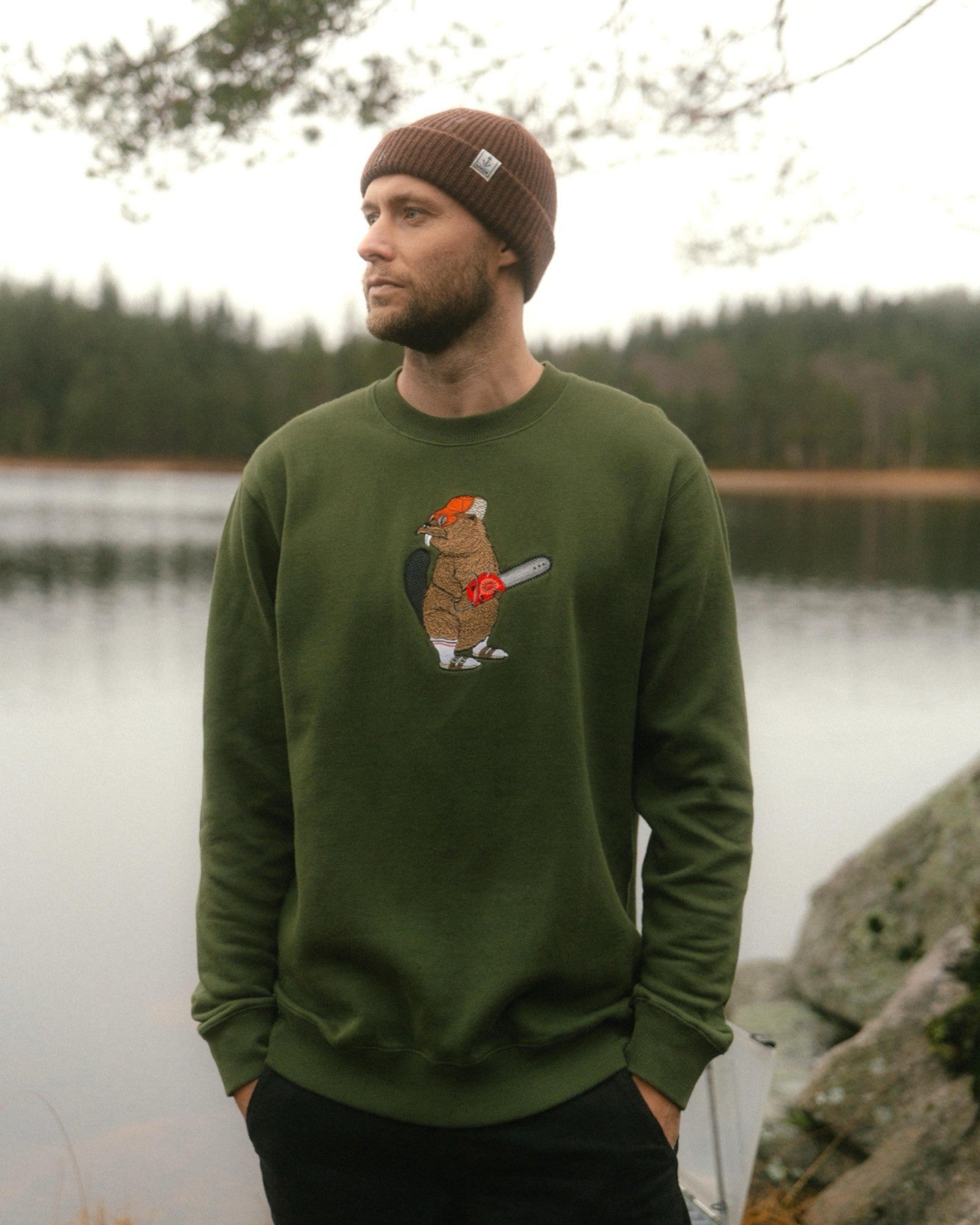Lazy Lumber Crewneck - Riffle Green