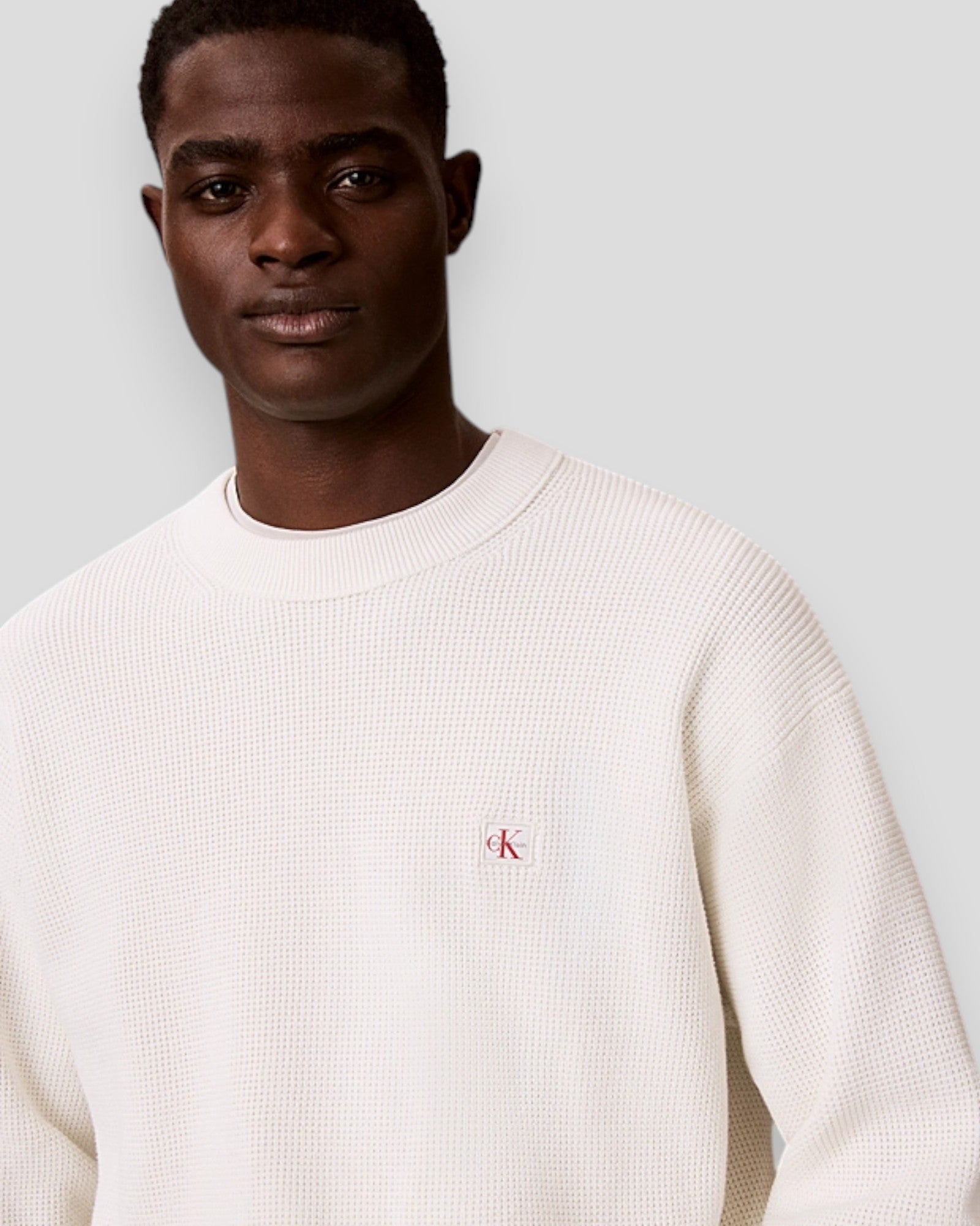 Cotton Waffle LS EZ Knit Jumper - Tofu