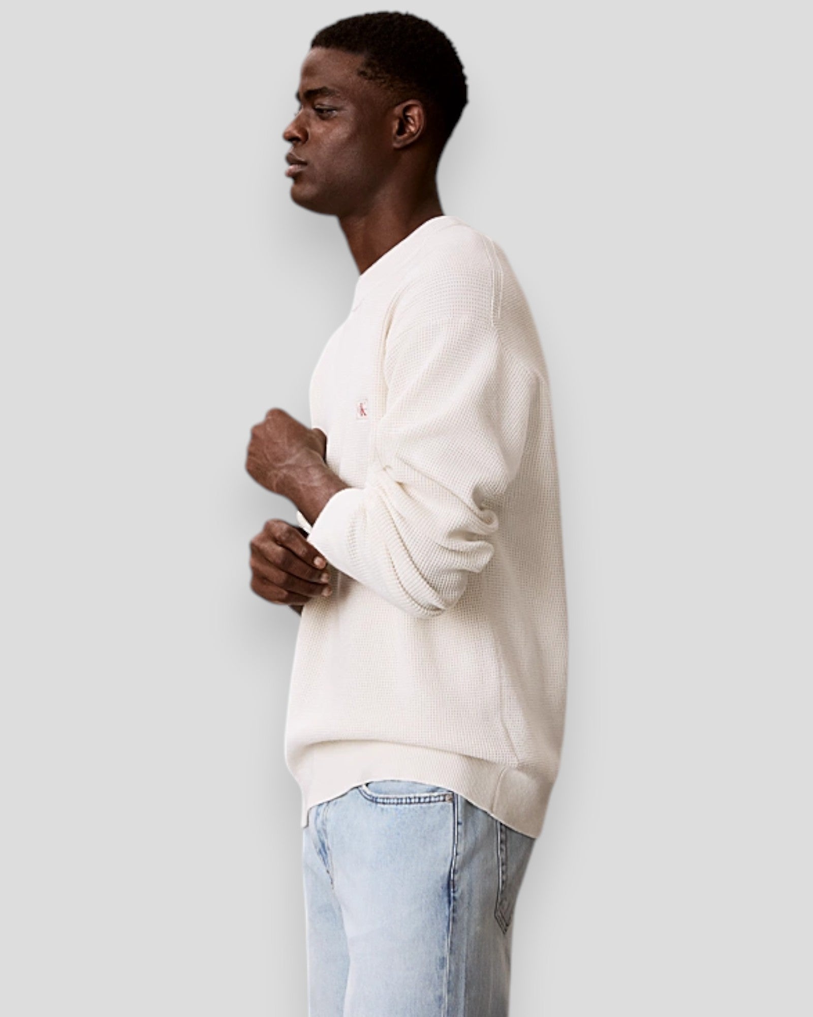 Cotton Waffle LS EZ Knit Jumper - Tofu