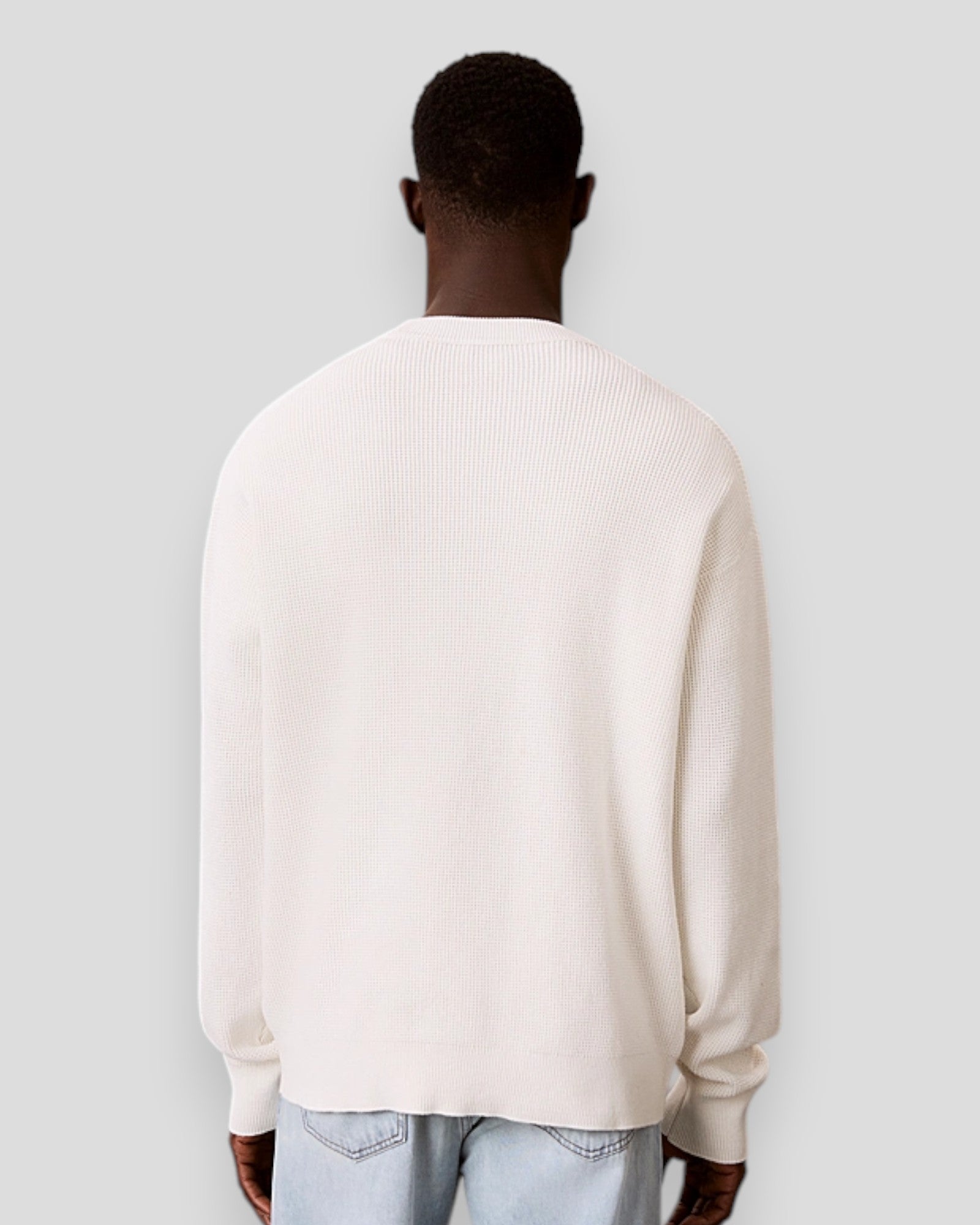 Cotton Waffle LS EZ Knit Jumper - Tofu
