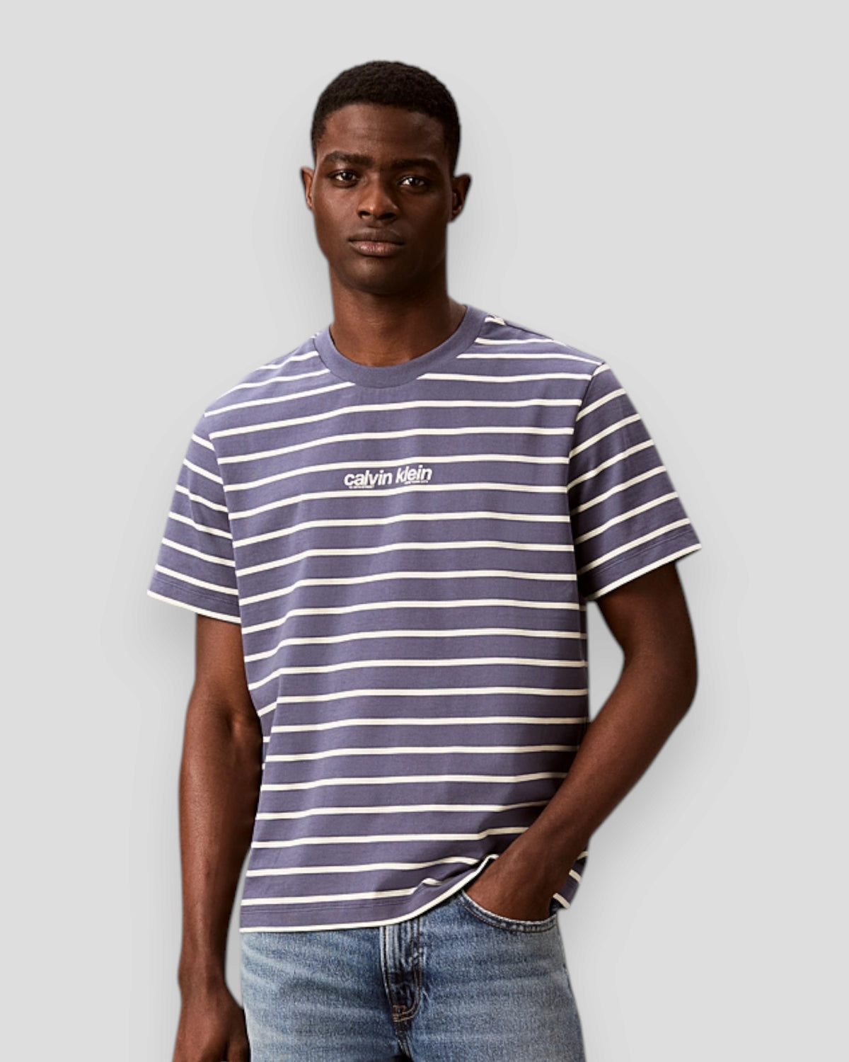 Relaxed Stripe Logo T-Shirt - Blue Nomad