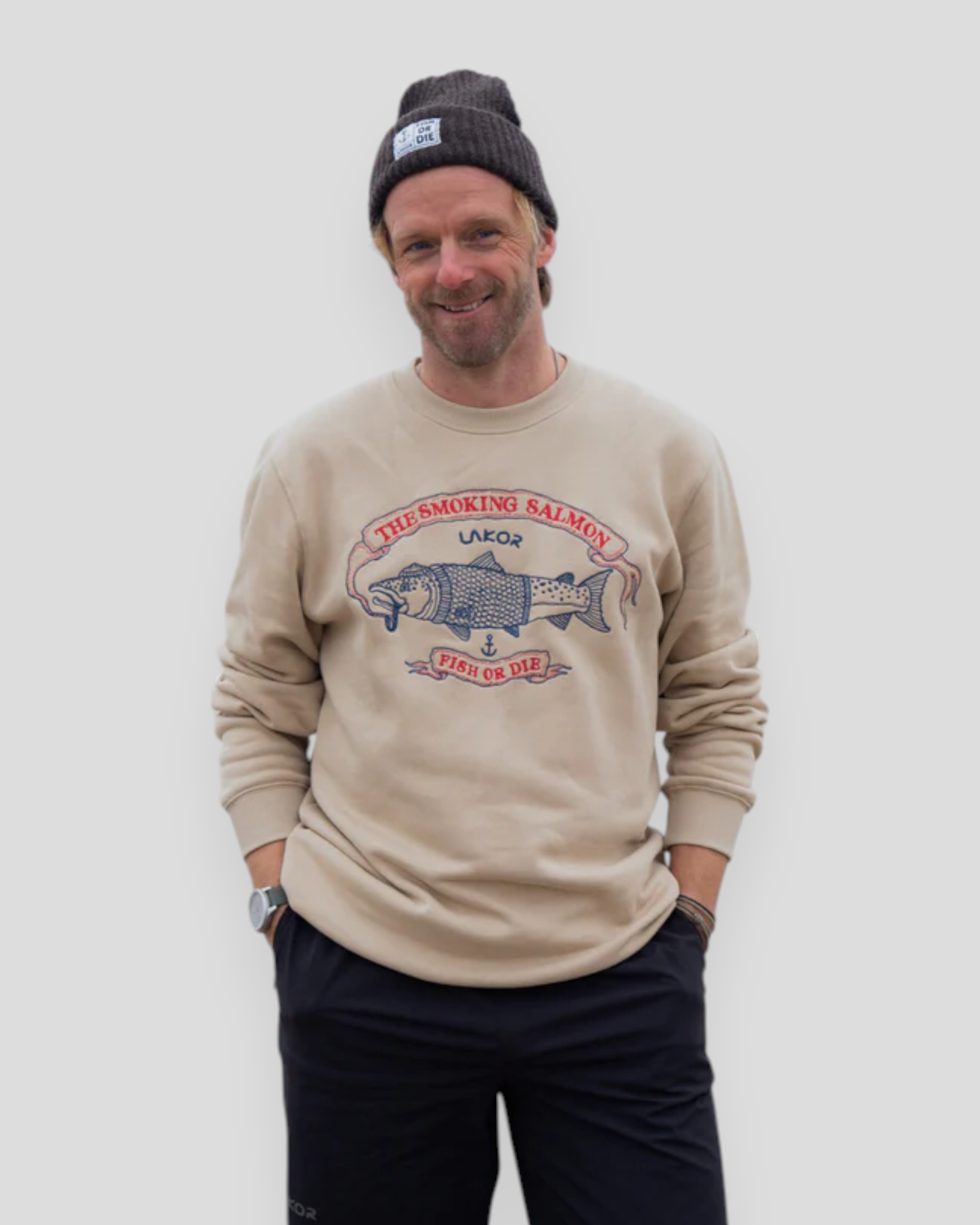 The Smoking Salmon Crewneck - White Pepper