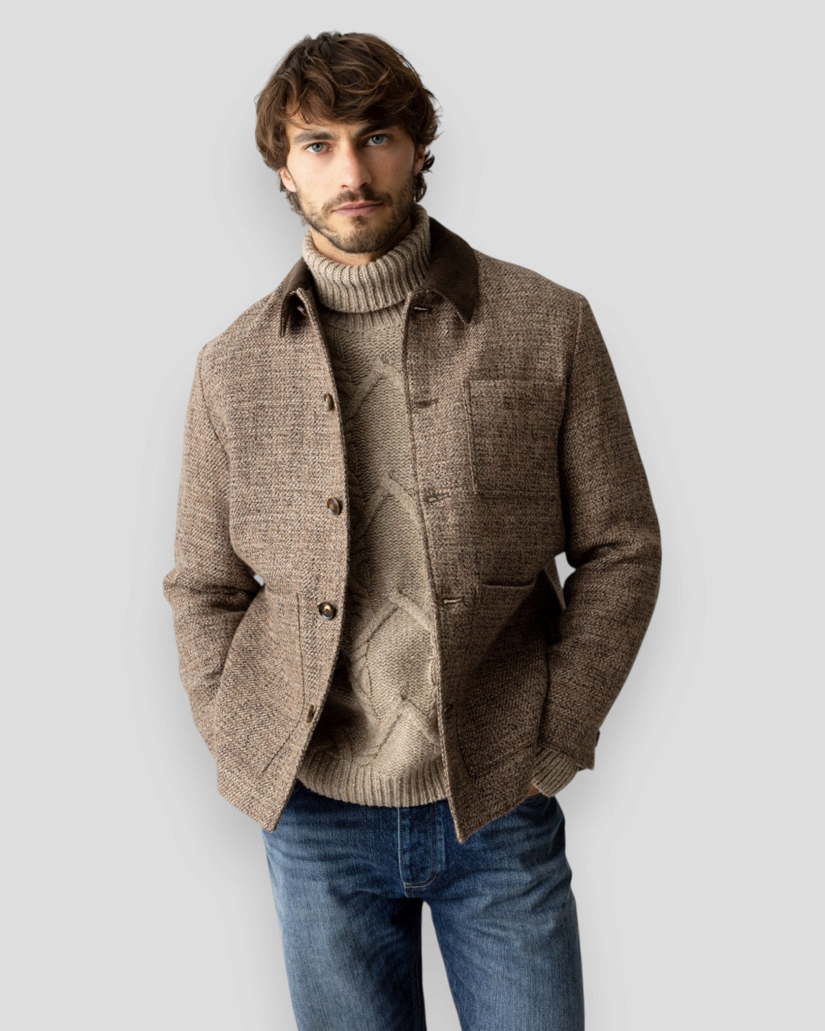 Warren Tweed Jacket - Chocolate Brown