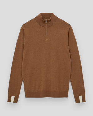 Adam Soft Zip Turtle Neck Knit - Toasted Coconut