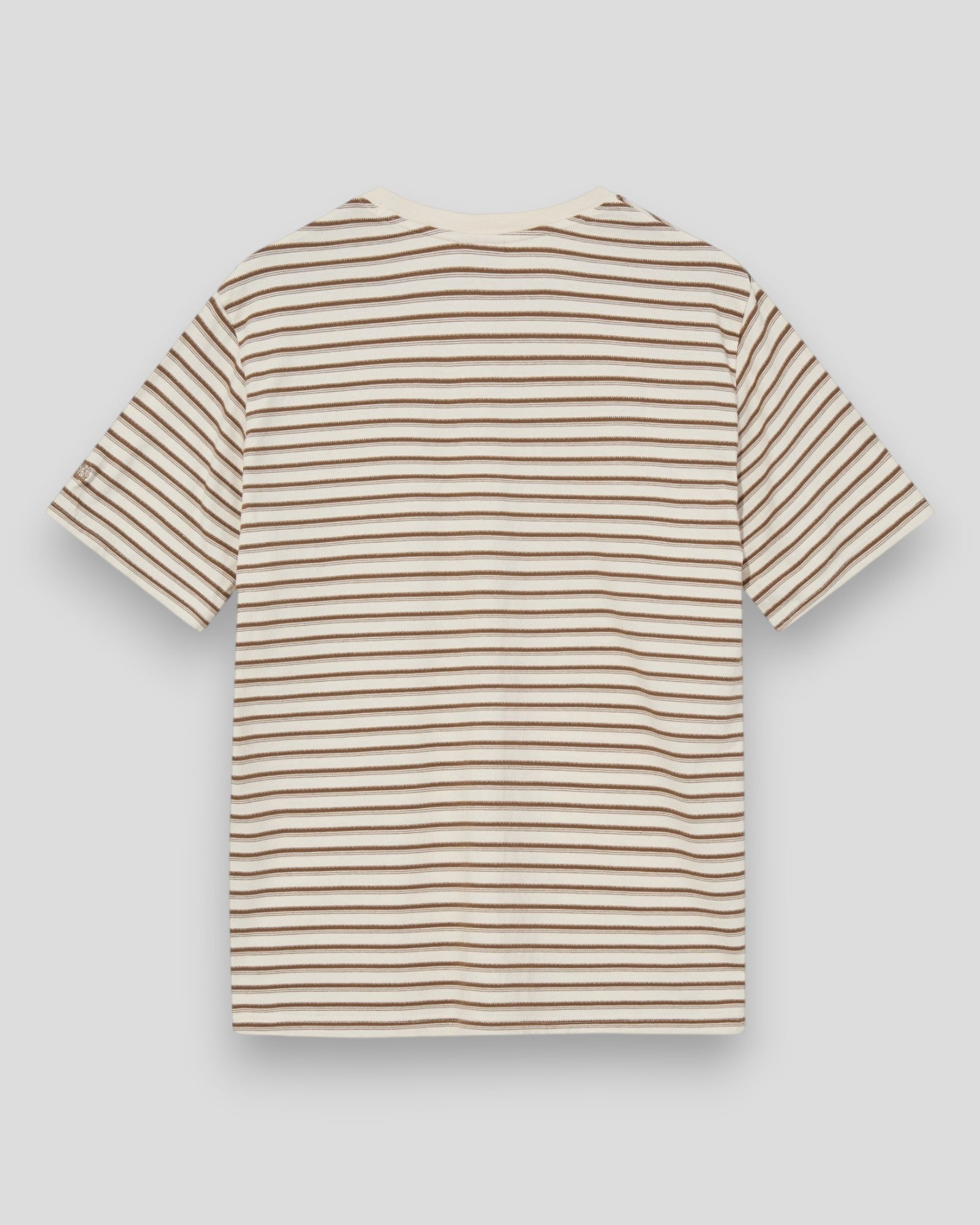 Dani Stripe O-SS Tee fra Mos Mosh Gallery i Toasted Coconut, let T-shirt med stribet design og rund hals.