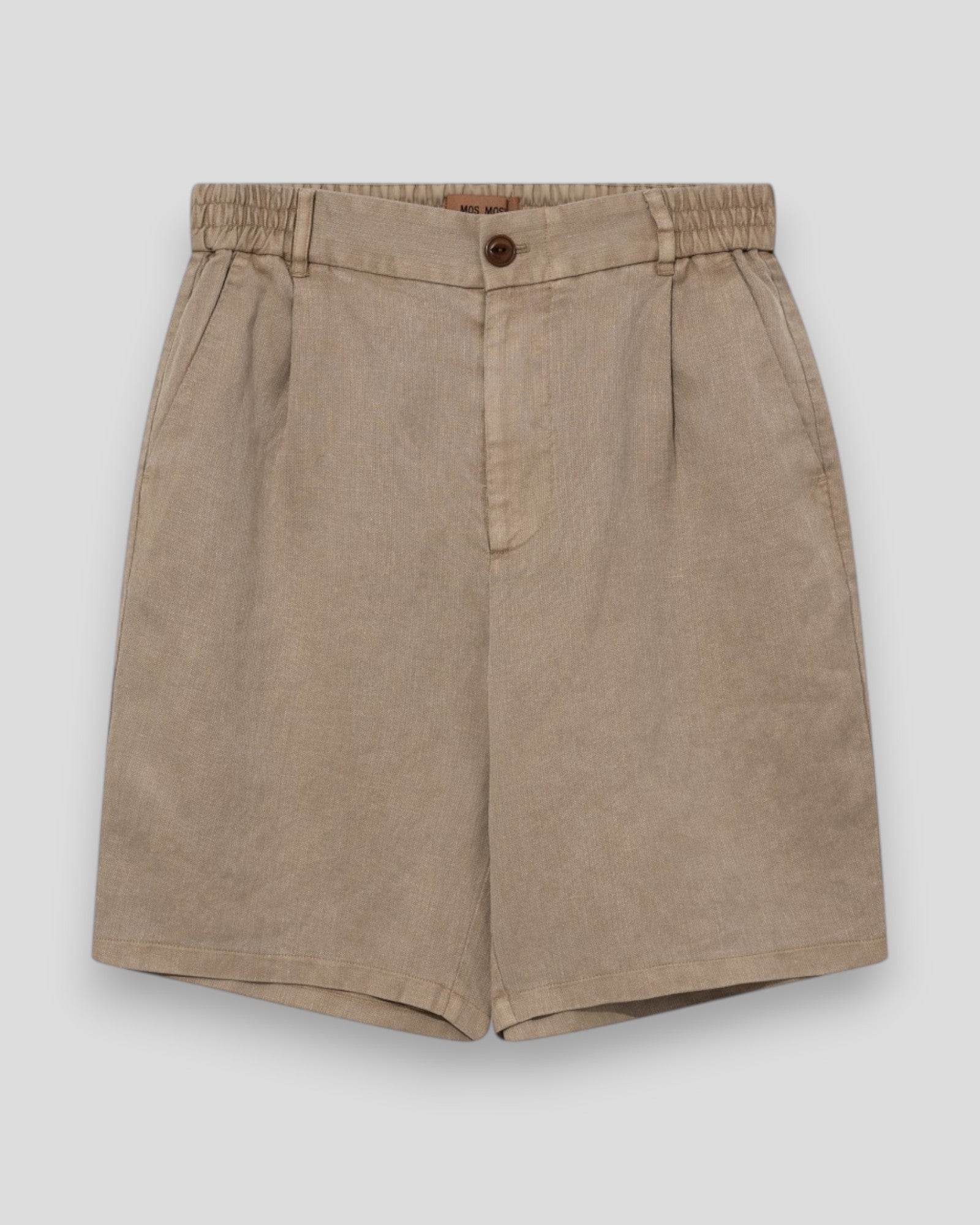 Mos Mosh Gallery Baldo Porro shorts i incensefarvet stof, afslappet og stilfuldt design til sommerbrug.