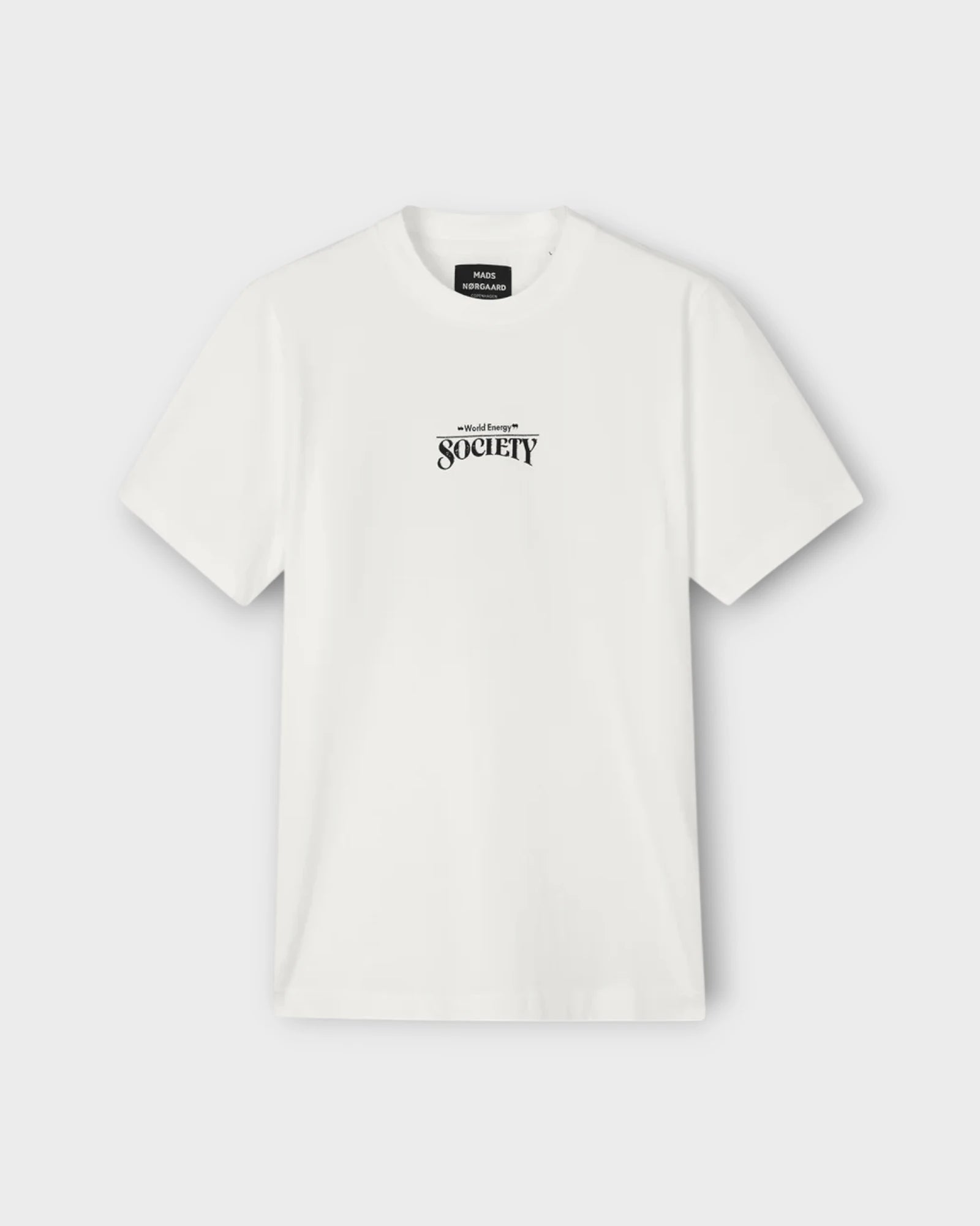 Cotton Jersey Frode World Energy Tee White - Hvid Mads Nørgaard Herre T-shirt. Her set forfra.