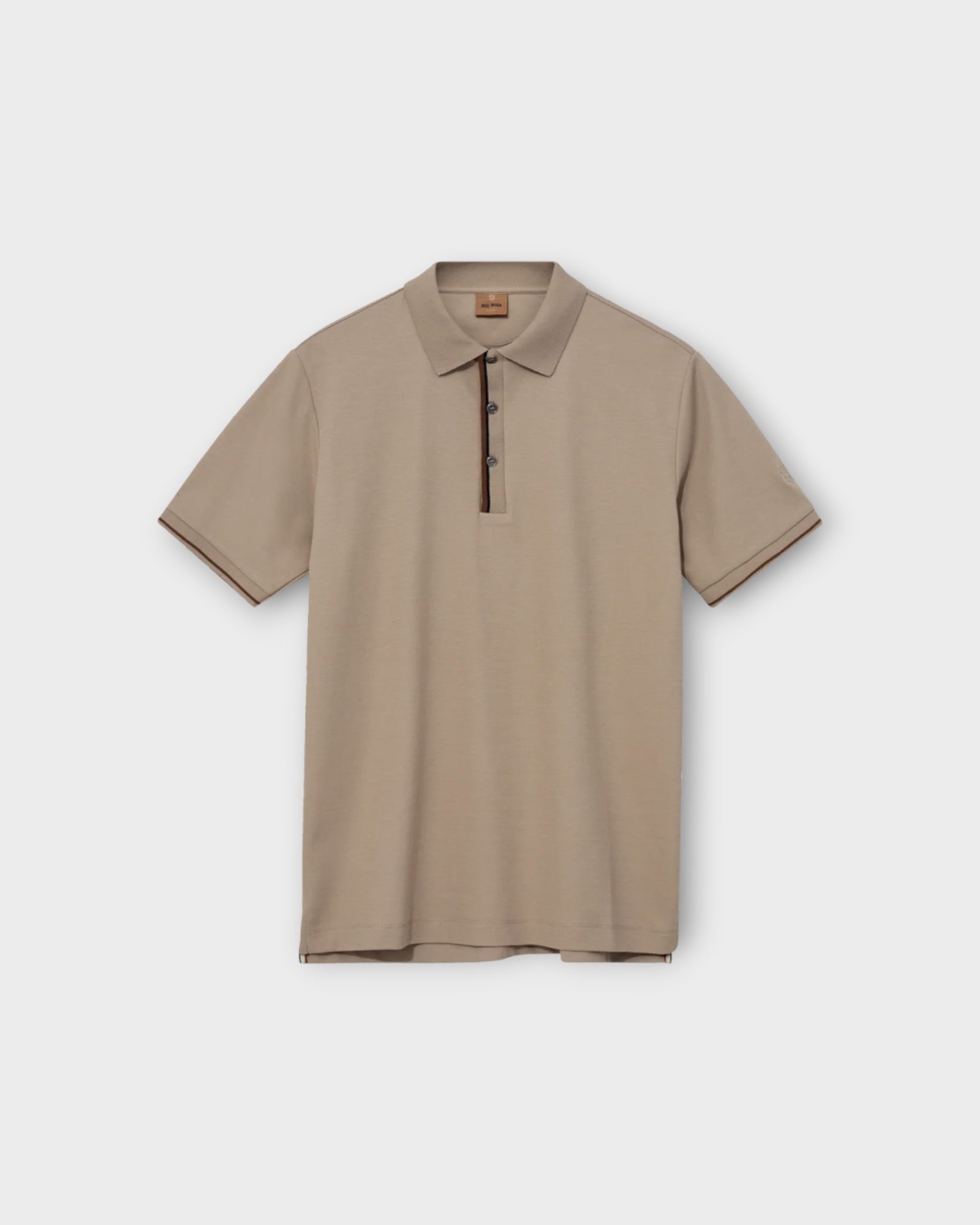 Harvey Polo SS Tee Soft Kit - Sandfarvet Mos Mosh Gallery Poloshirt til Mænd. Her set forfra.