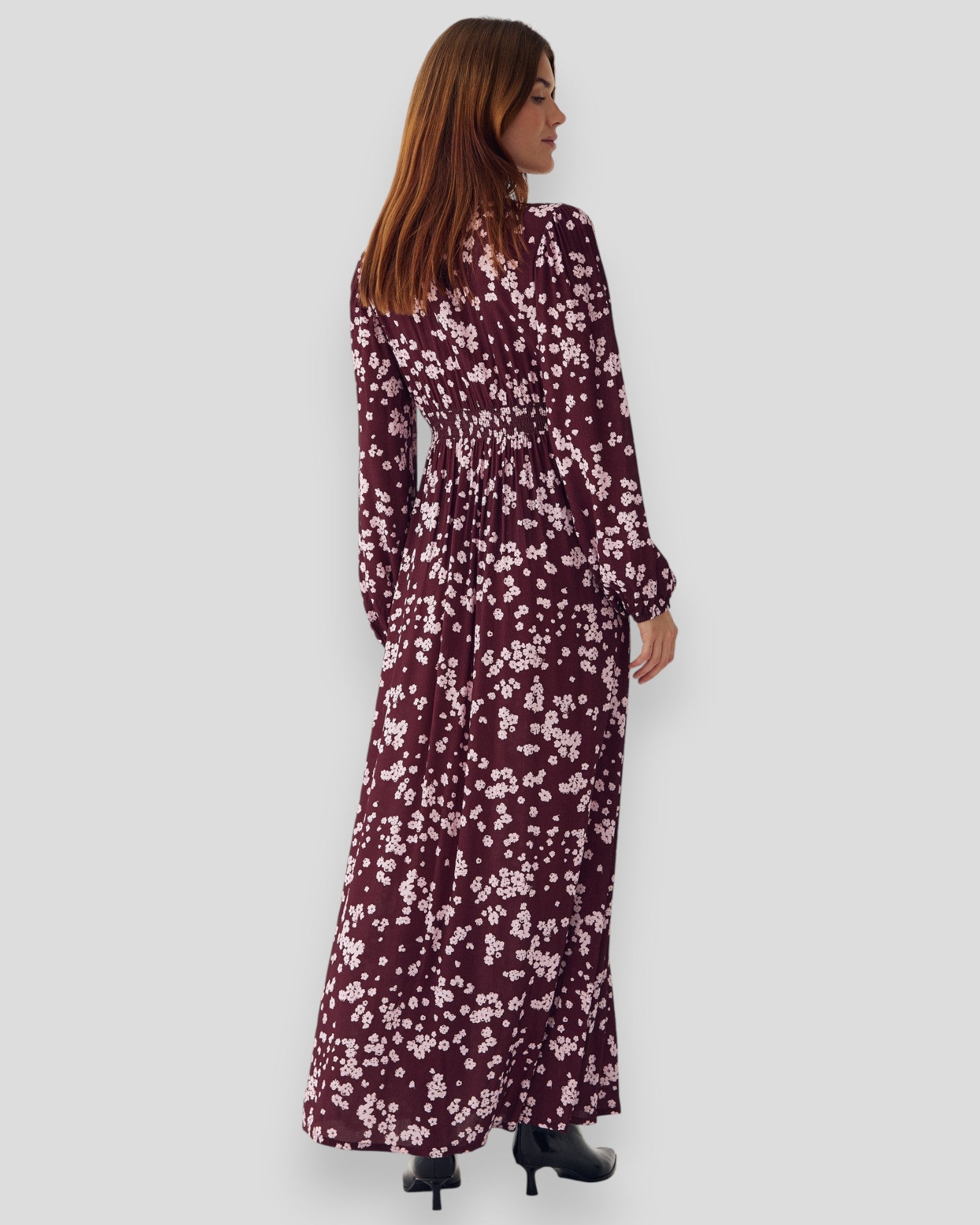 N-Lilith Maxi Dress - Deja Burgundy Print