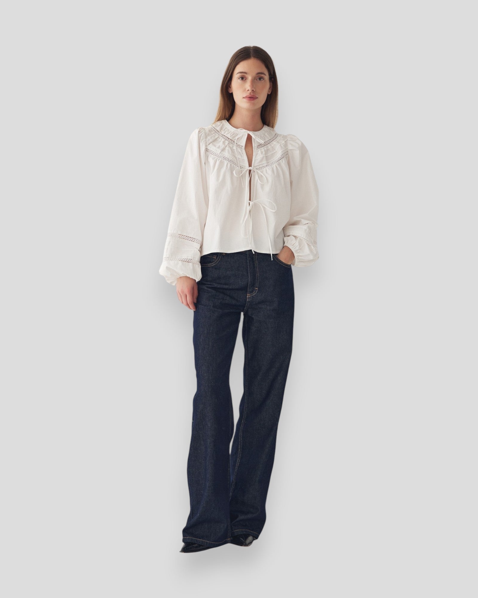 White N-Marceline blouse for women by Noella, featuring a stylish and comfortable shirt with a relaxed fit and elegant design.