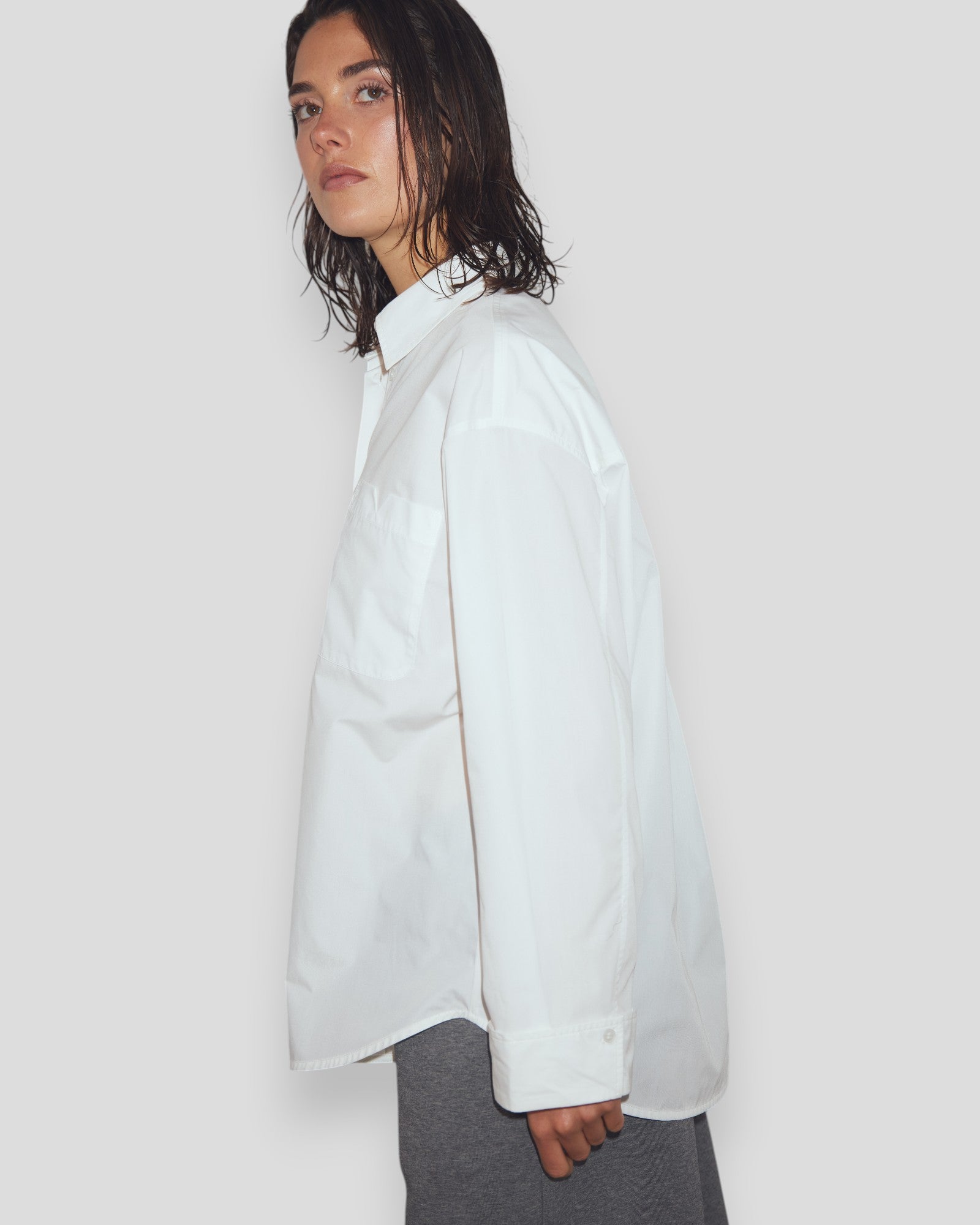 White women's N-Marlon shirt by Noella, featuring a sleek, modern design with a classic collar and button-front style.