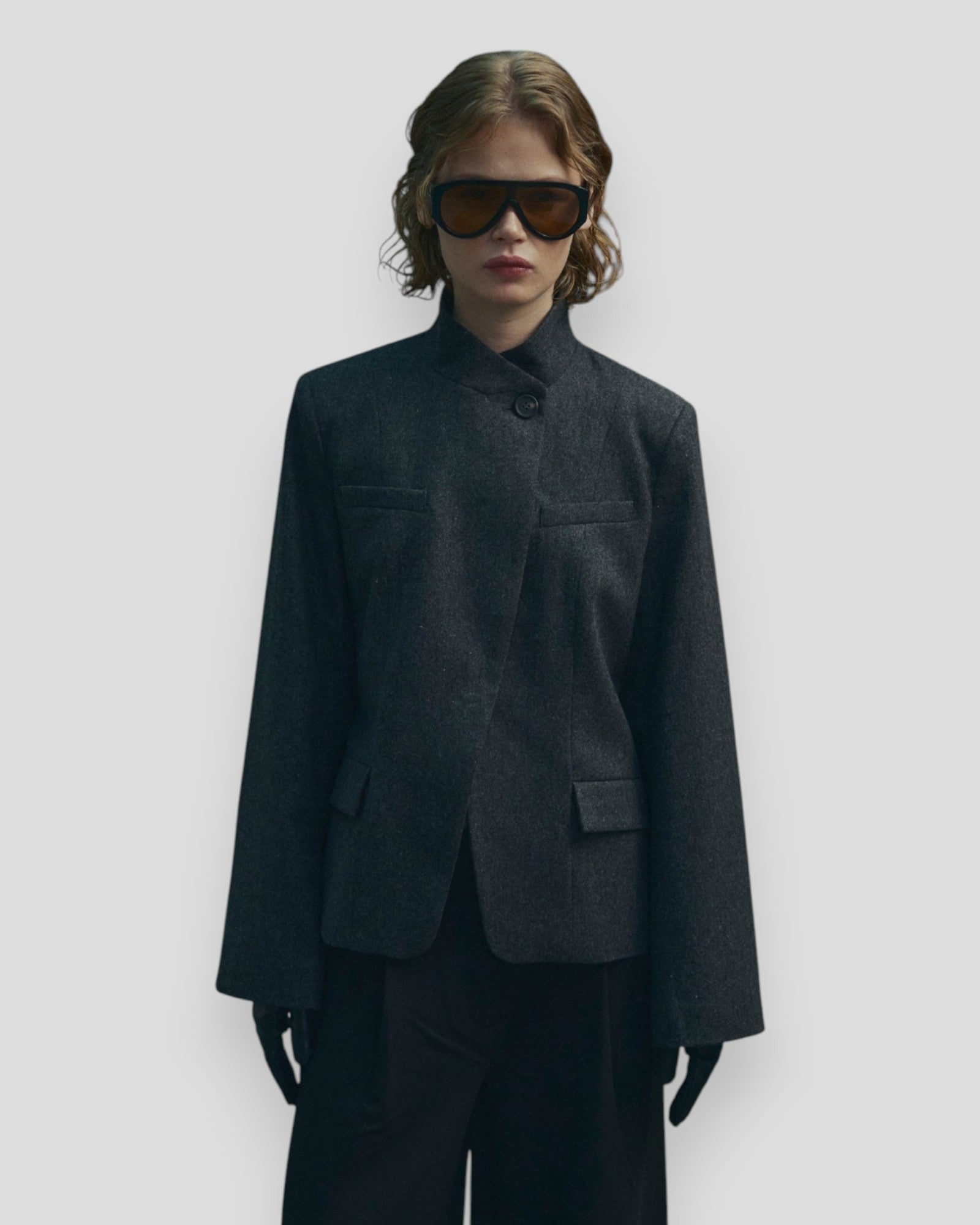 N-Monique Blazer - Dark Grey Melange