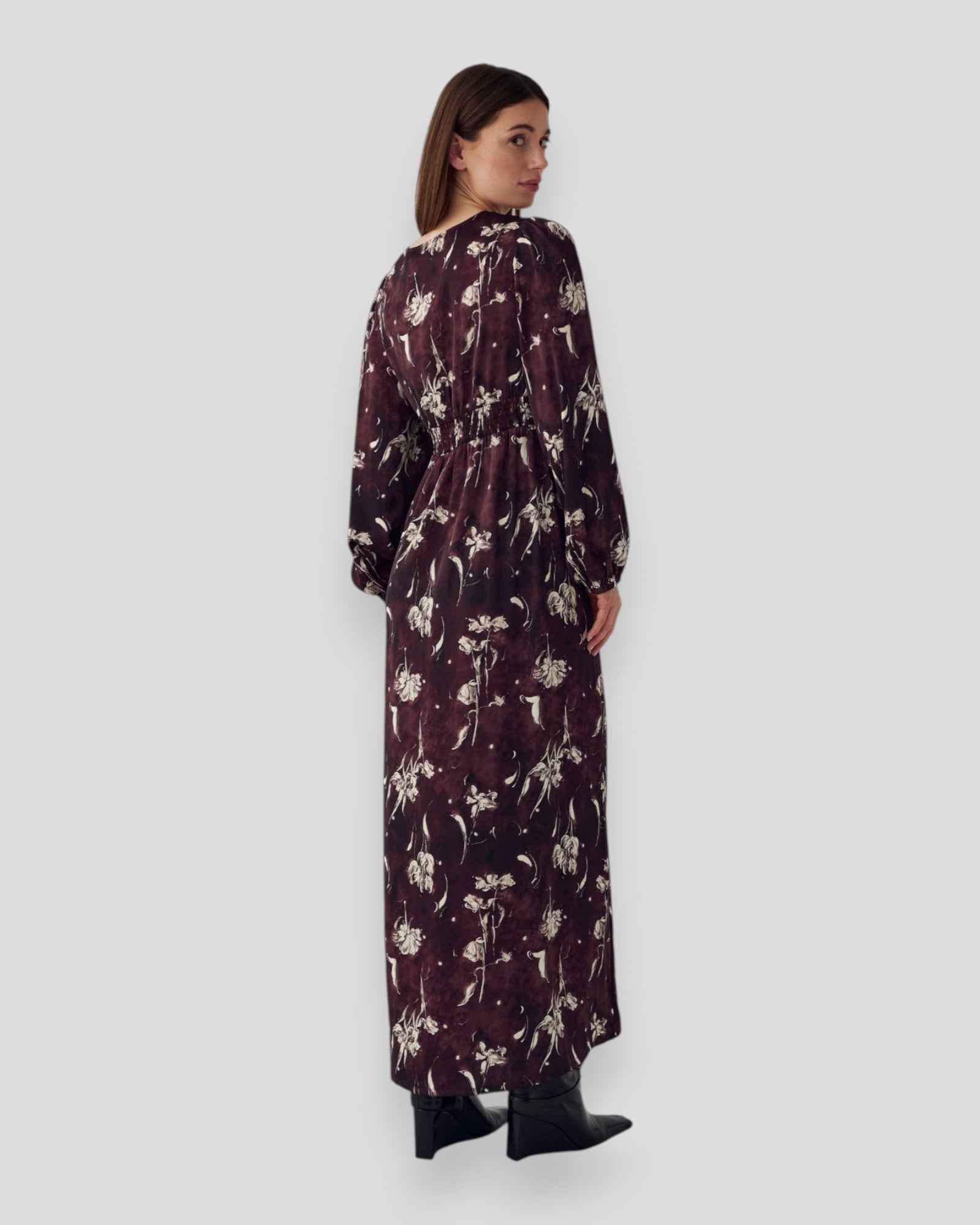 N-Lilith Maxi Dress - Dovie Burgundy Print
